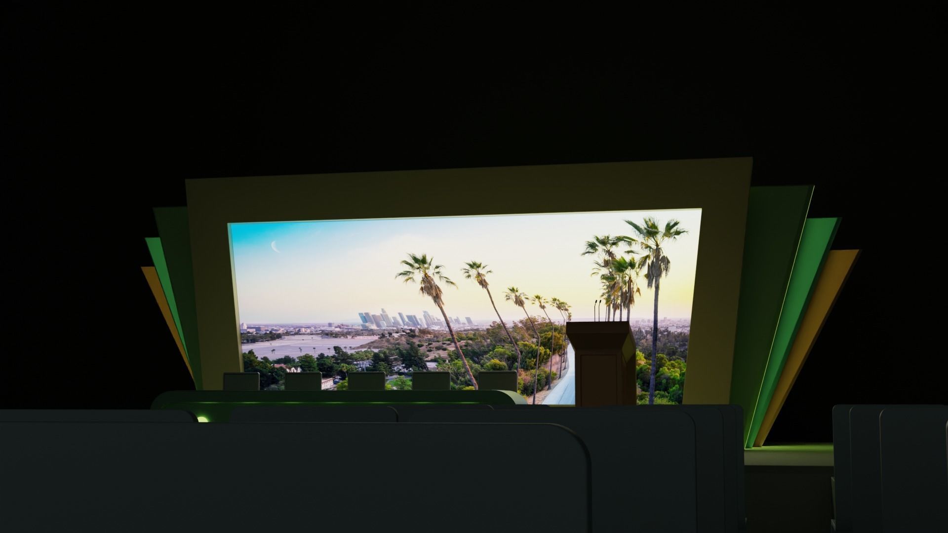 Conference Room or Event stage design with big display Low-poly 3D model_10