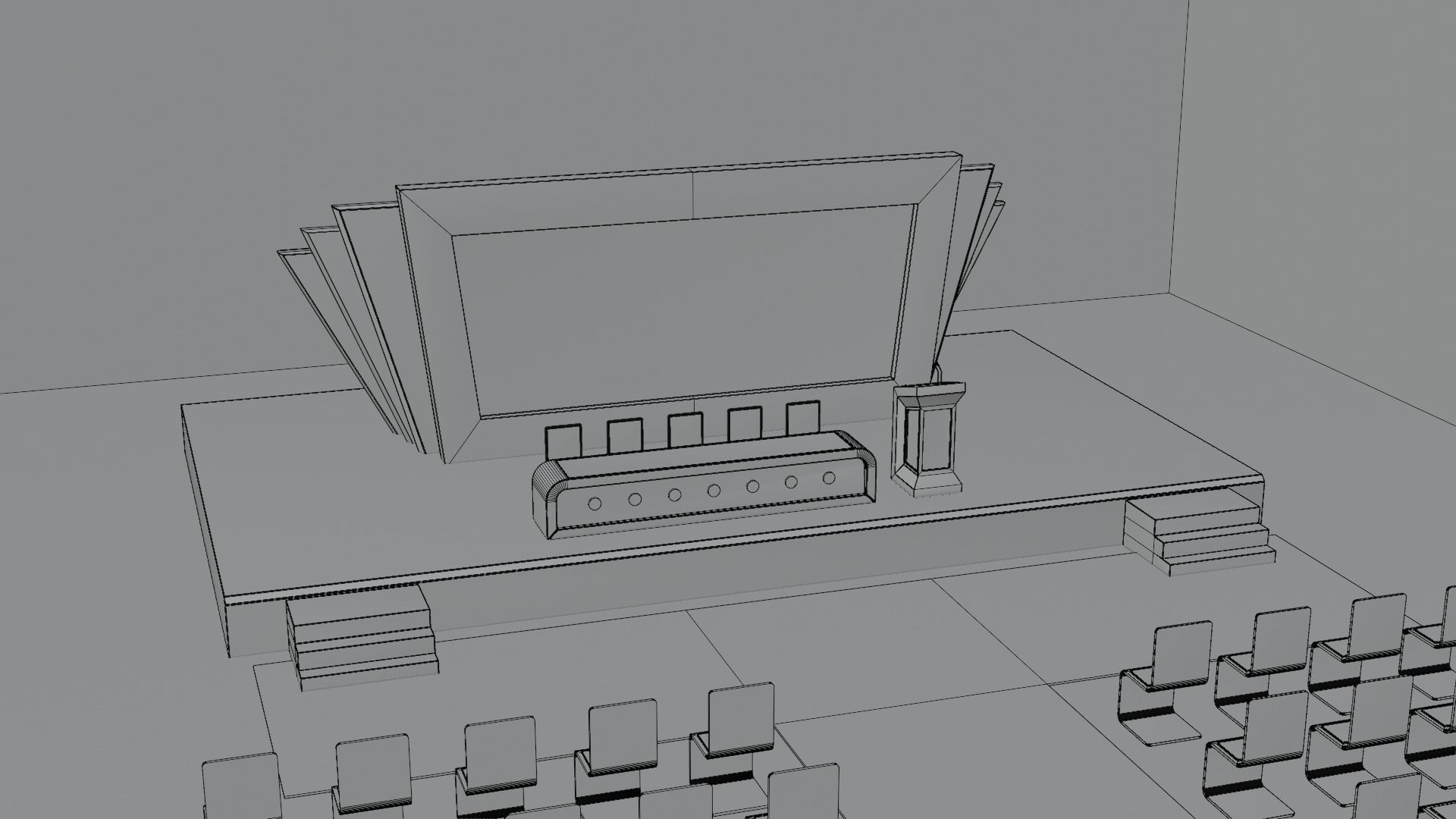 Conference Room or Event stage design with big display Low-poly 3D model_18