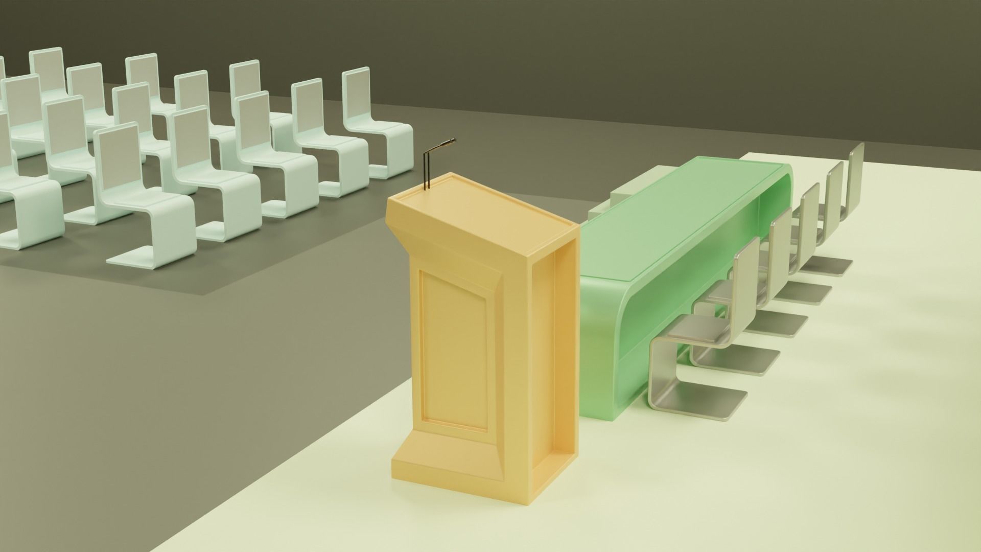 Conference Room or Event stage design with big display Low-poly 3D model_11