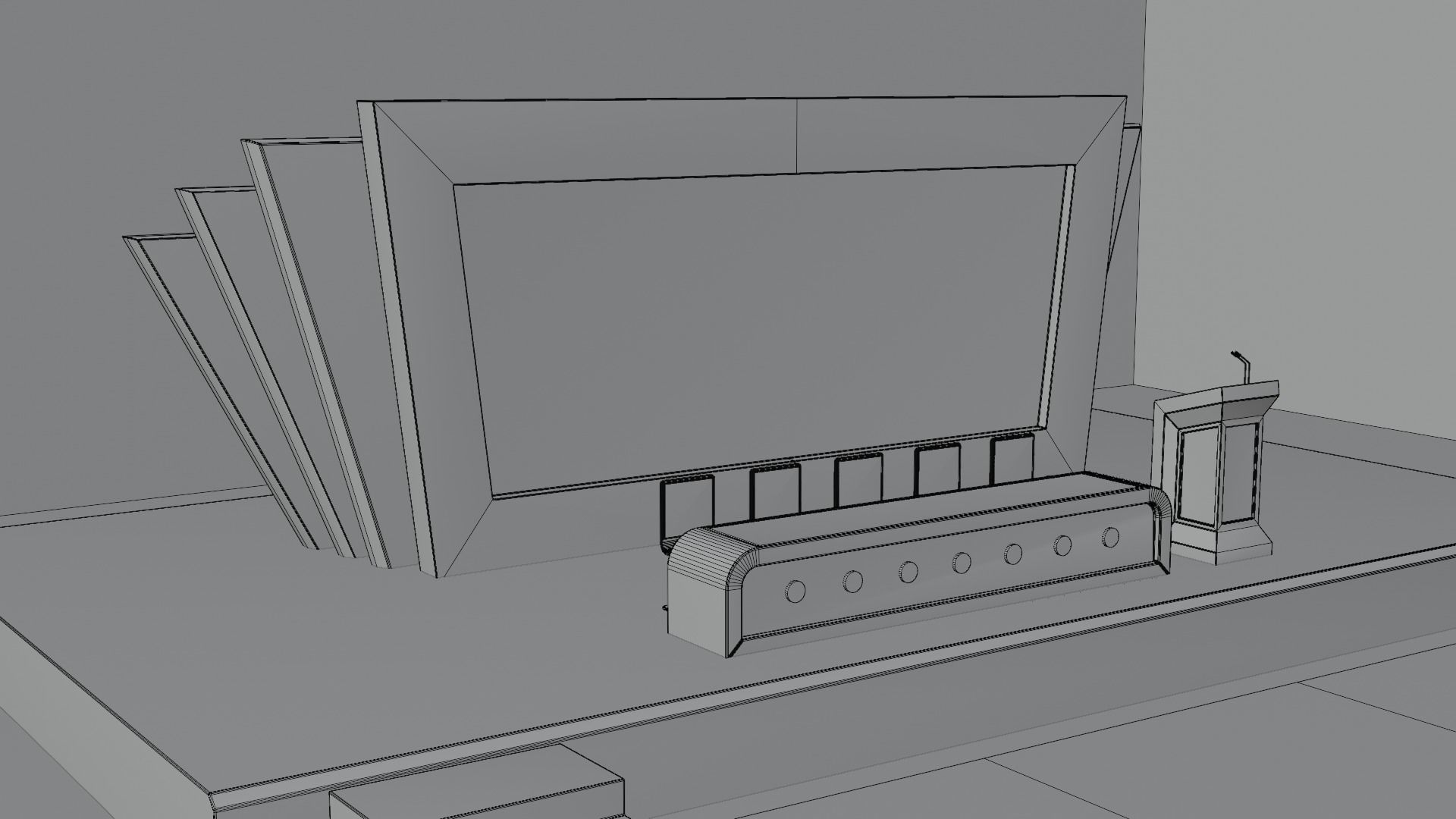 Conference Room or Event stage design with big display Low-poly 3D model_20