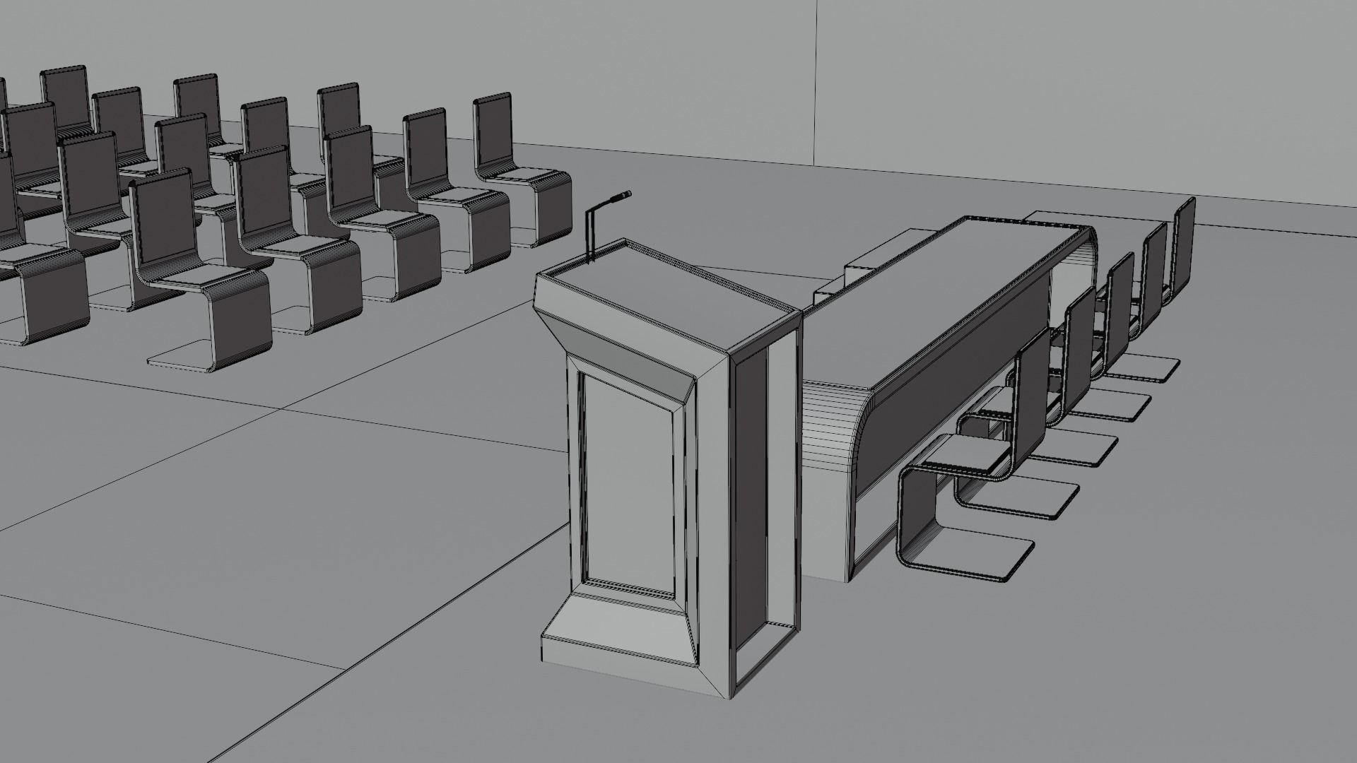 Conference Room or Event stage design with big display Low-poly 3D model_22