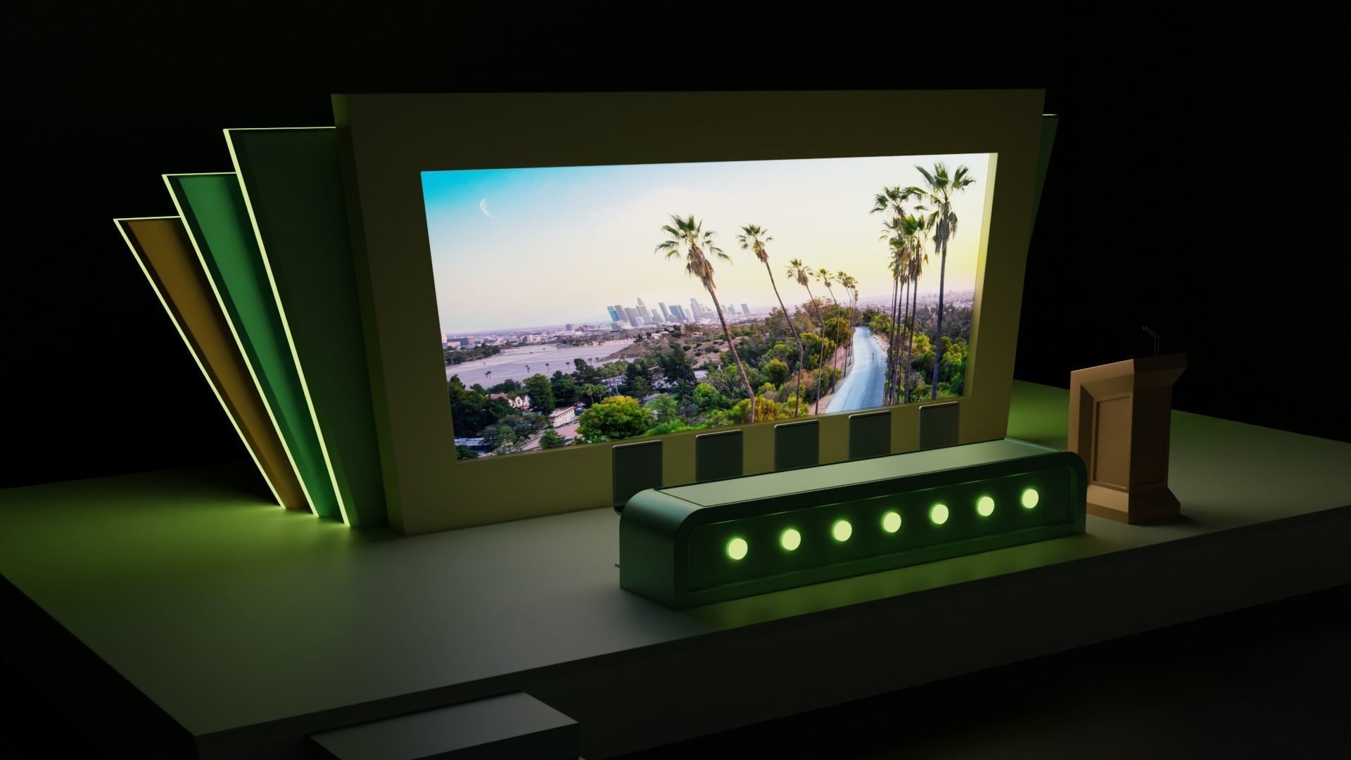 Conference Room or Event stage design with big display Low-poly 3D model_8