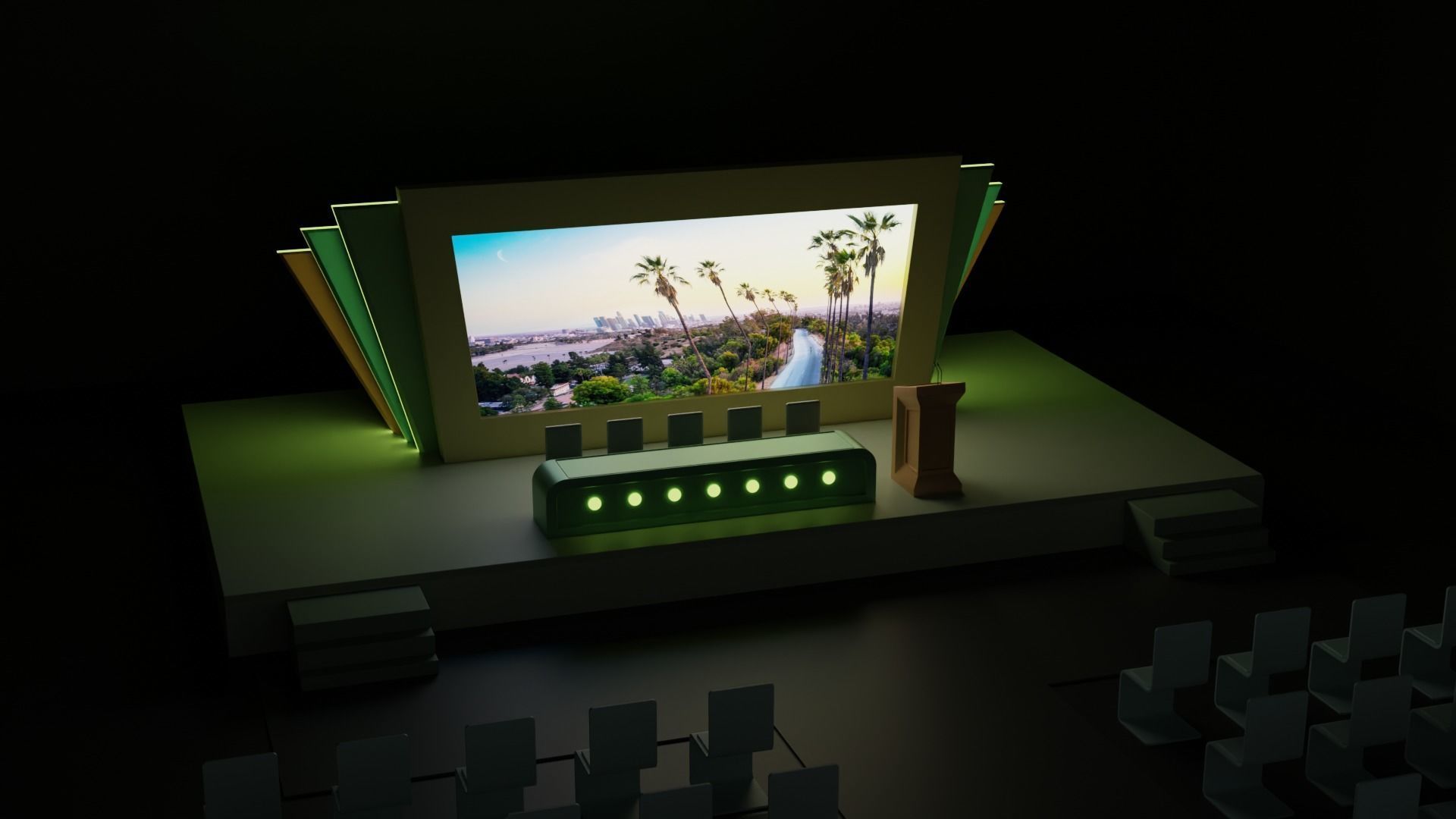 Conference Room or Event stage design with big display Low-poly 3D model_3