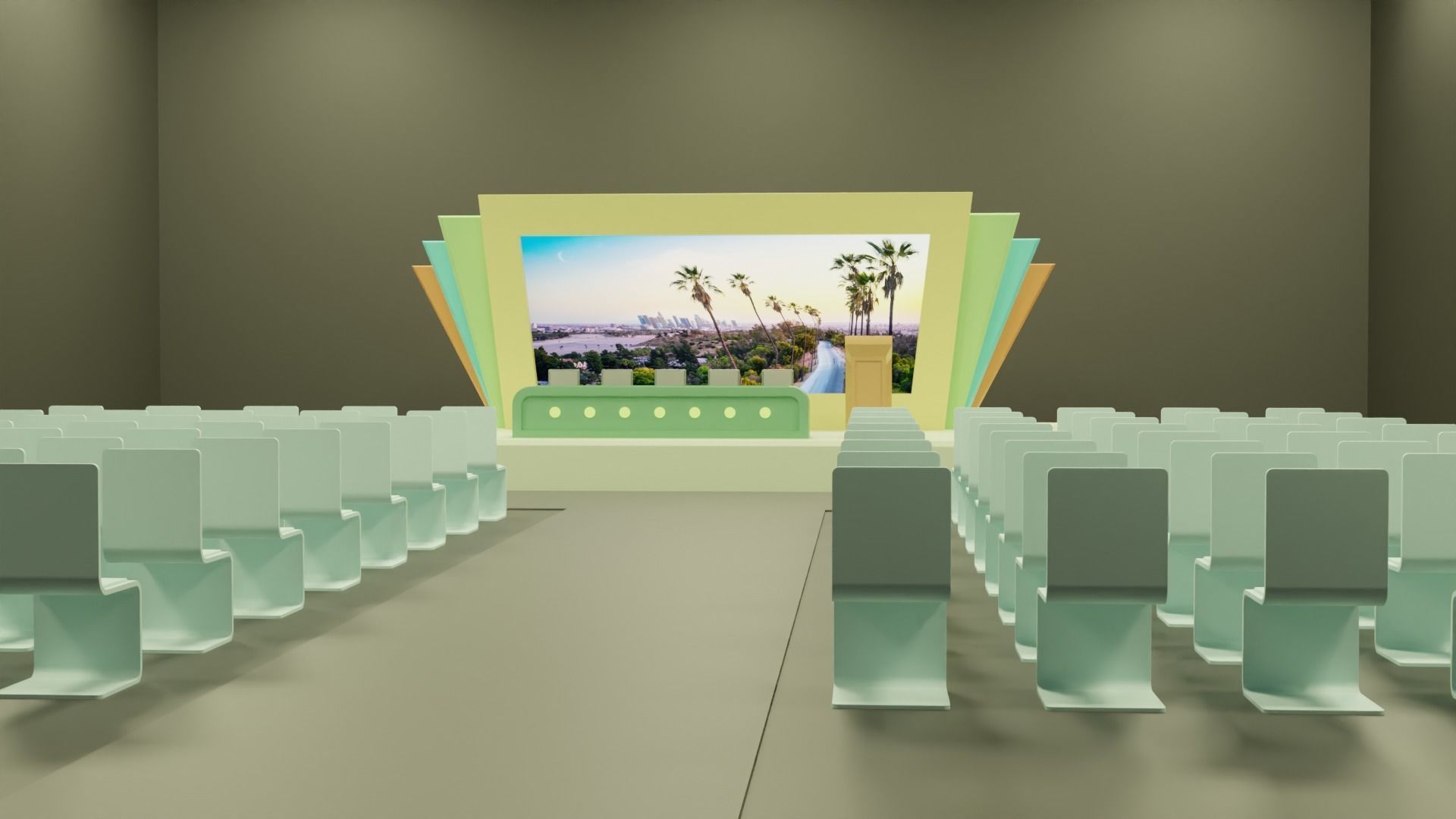 Conference Room or Event stage design with big display Low-poly 3D model_13