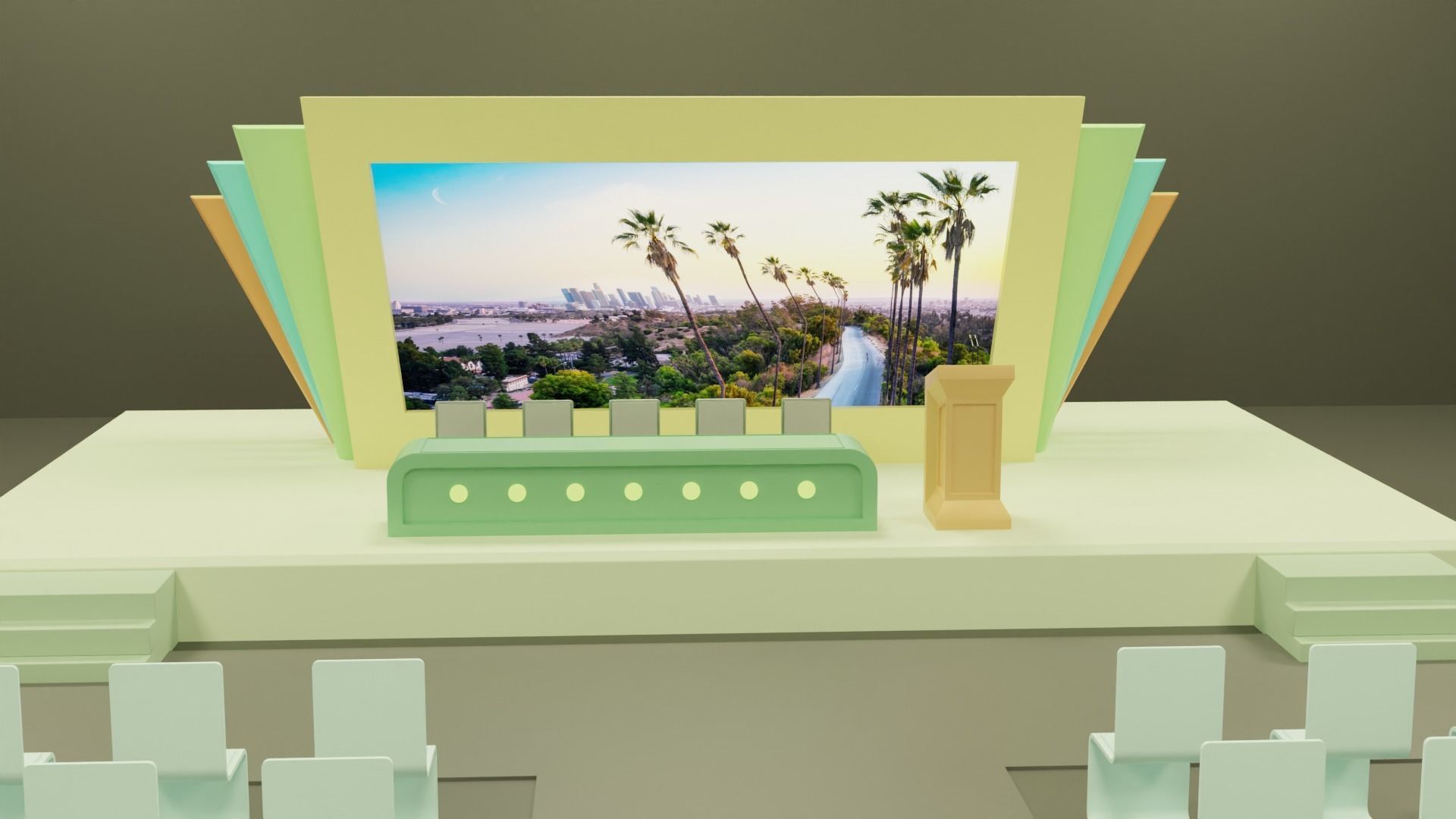 Conference Room or Event stage design with big display Low-poly 3D model_5