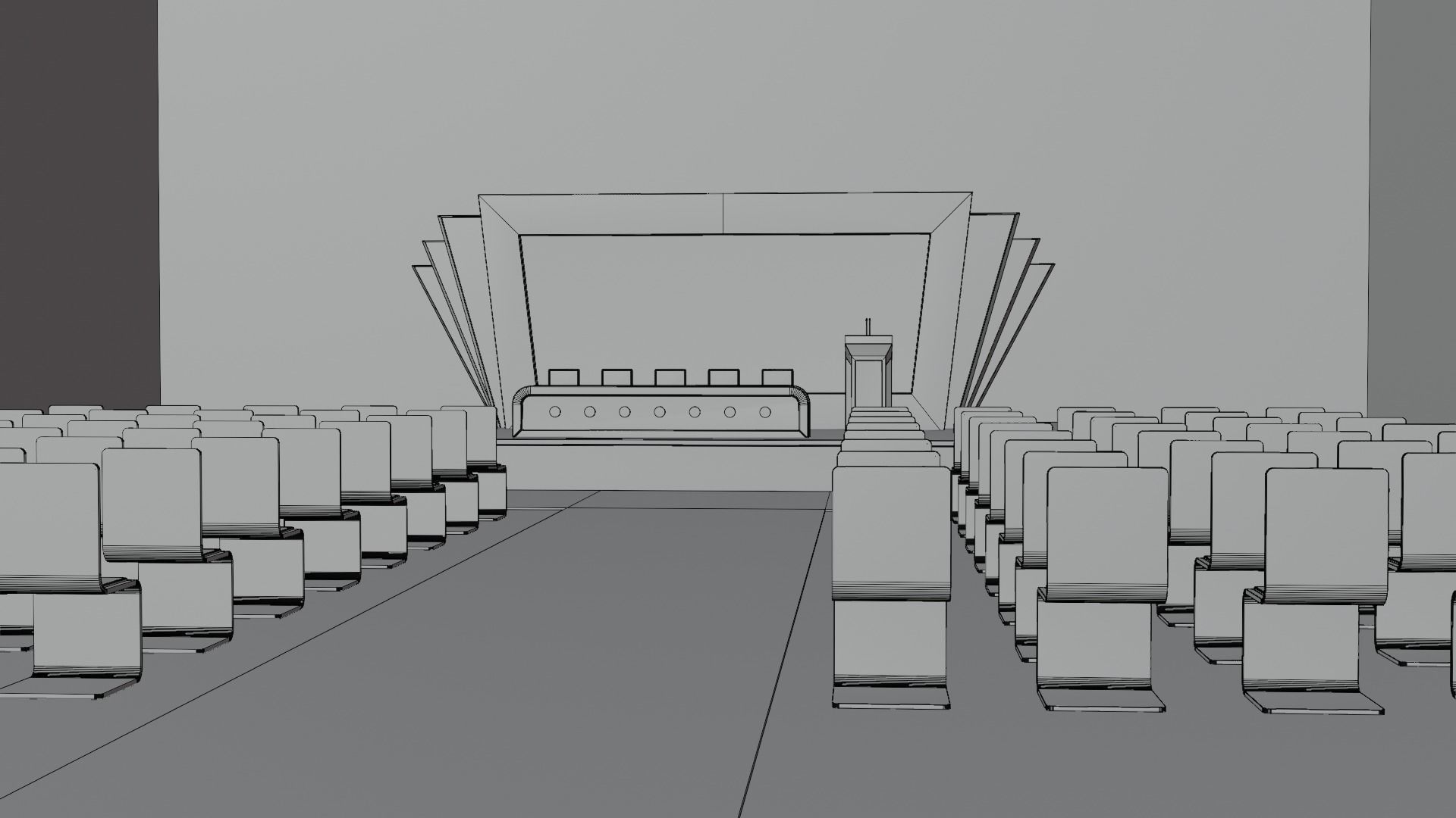 Conference Room or Event stage design with big display Low-poly 3D model_16