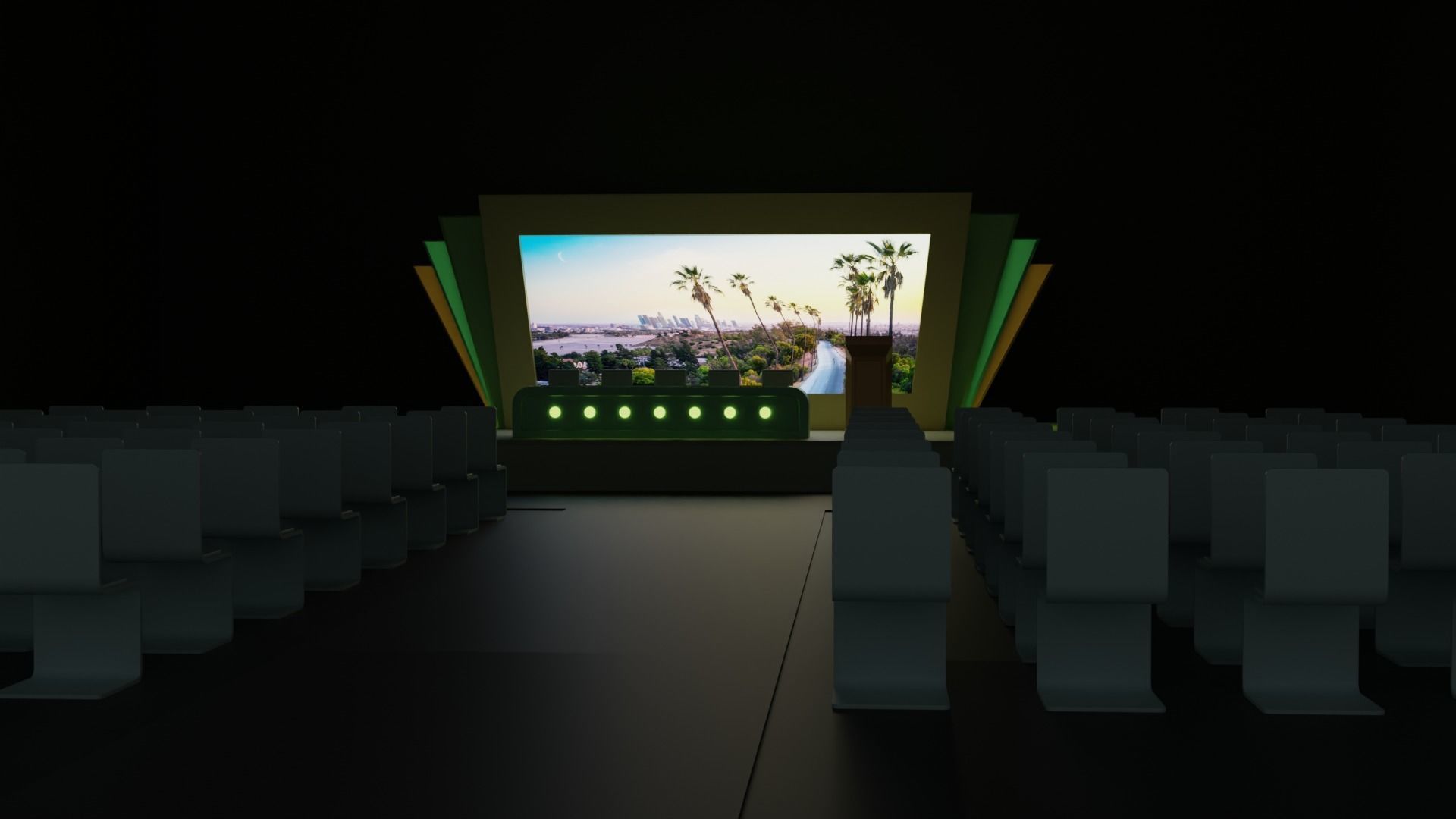 Conference Room or Event stage design with big display Low-poly 3D model_14