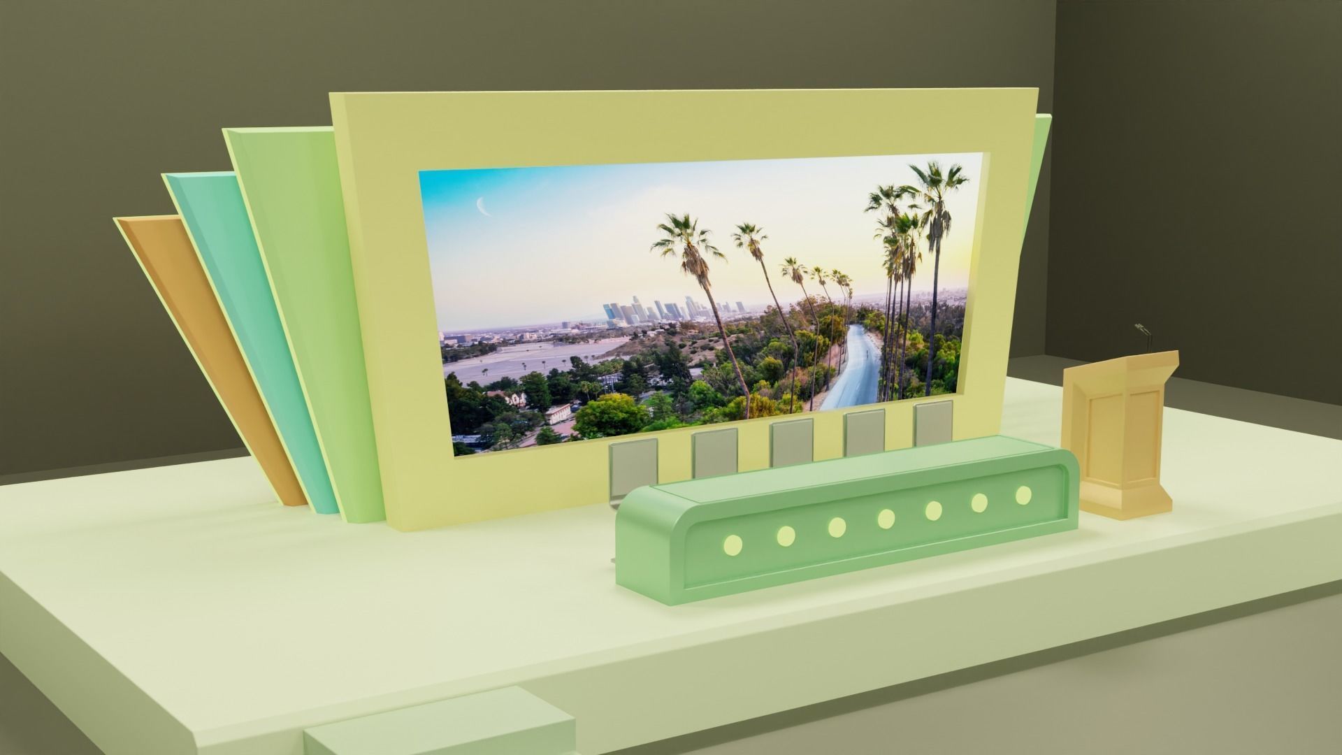 Conference Room or Event stage design with big display Low-poly 3D model_7