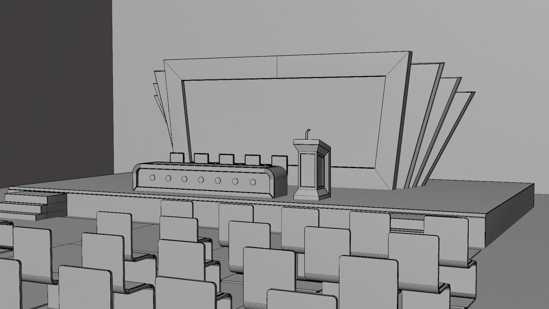 Conference Room or Event stage design with big display Low-poly 3D model_17