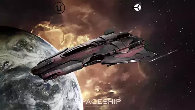 Spaceship Unitron Game Ready 4k Textures Low-poly 3D model