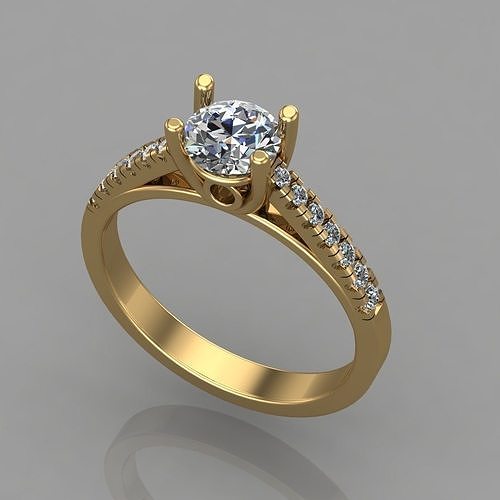 Wedding ring solitaire 3D print model