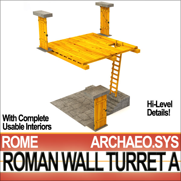 Ancient Roman Wall Turret A 3D model_12