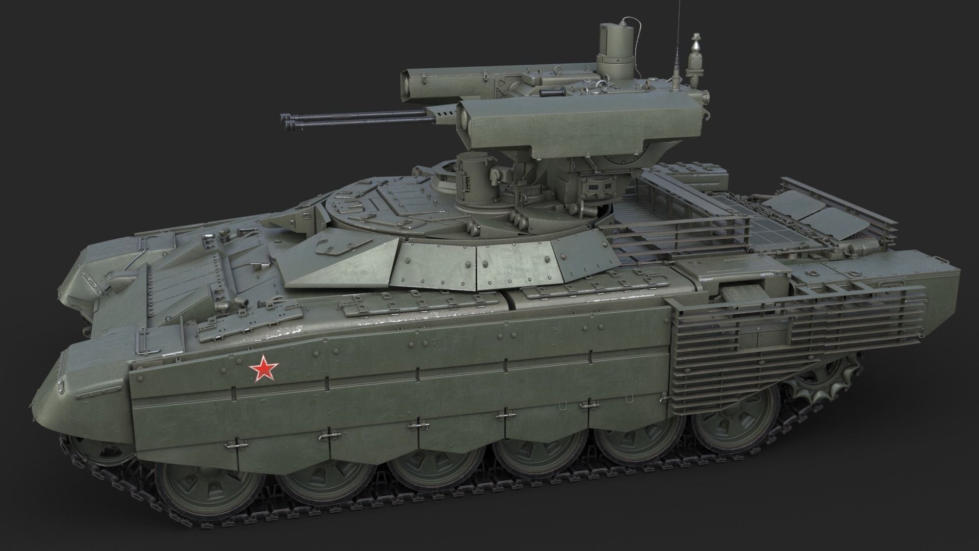 Tank Terminator BMPT 72 Green 3D model_6