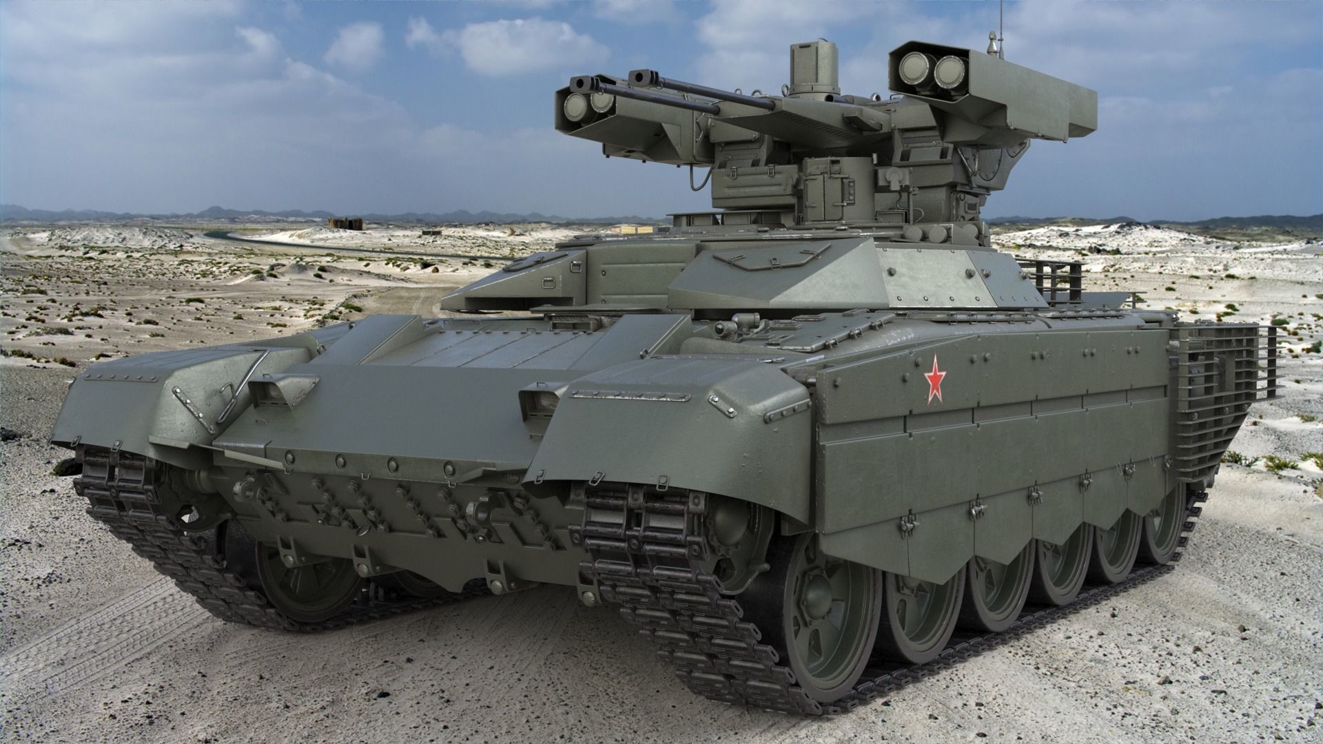 Tank Terminator BMPT 72 Green 3D model_1