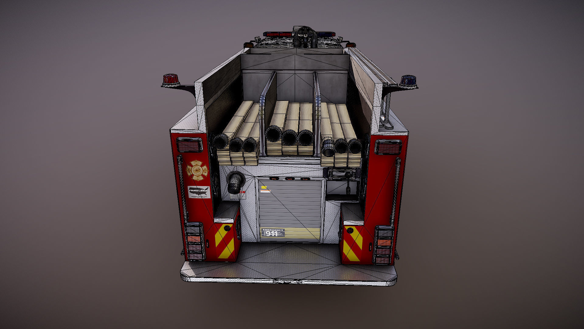 Durastar Crewcab Firetruck Low-poly 3D model_32