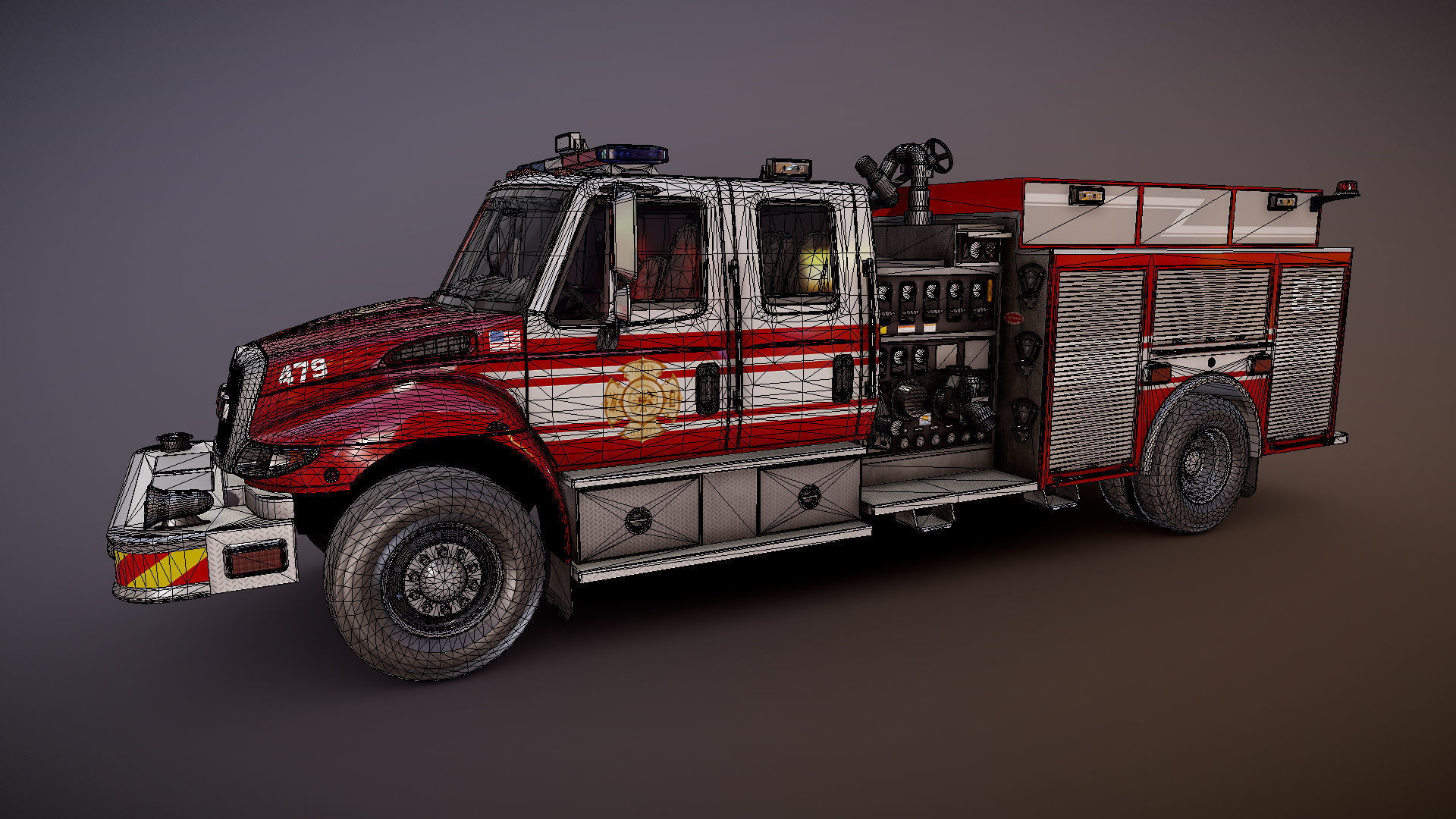 Durastar Crewcab Firetruck Low-poly 3D model_34