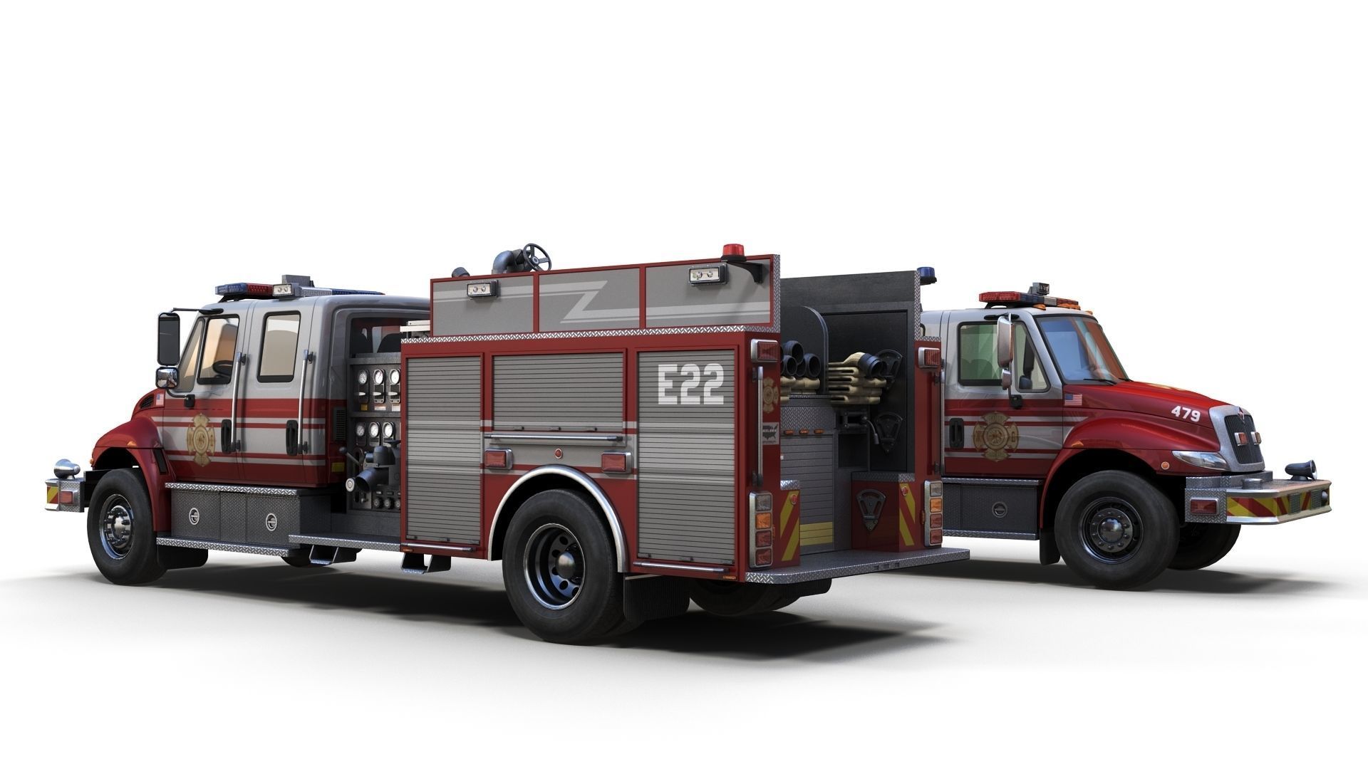 Durastar Crewcab Firetruck Low-poly 3D model_3