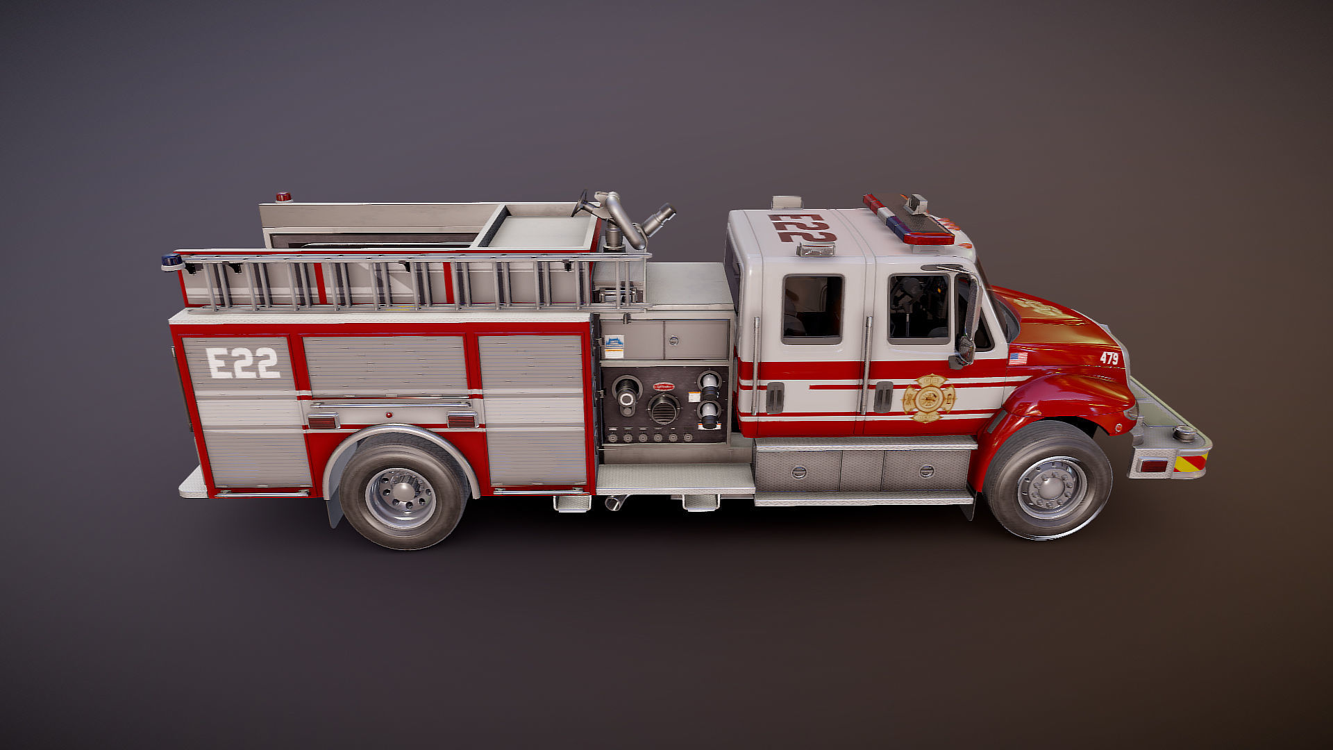 Durastar Crewcab Firetruck Low-poly 3D model_21