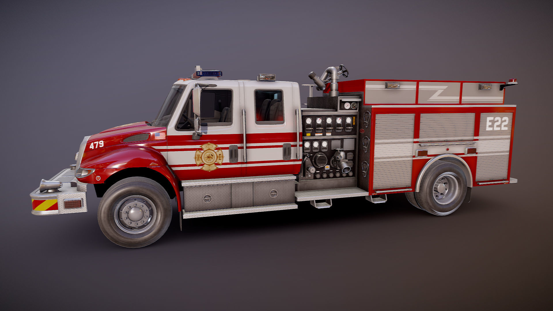 Durastar Crewcab Firetruck Low-poly 3D model_25