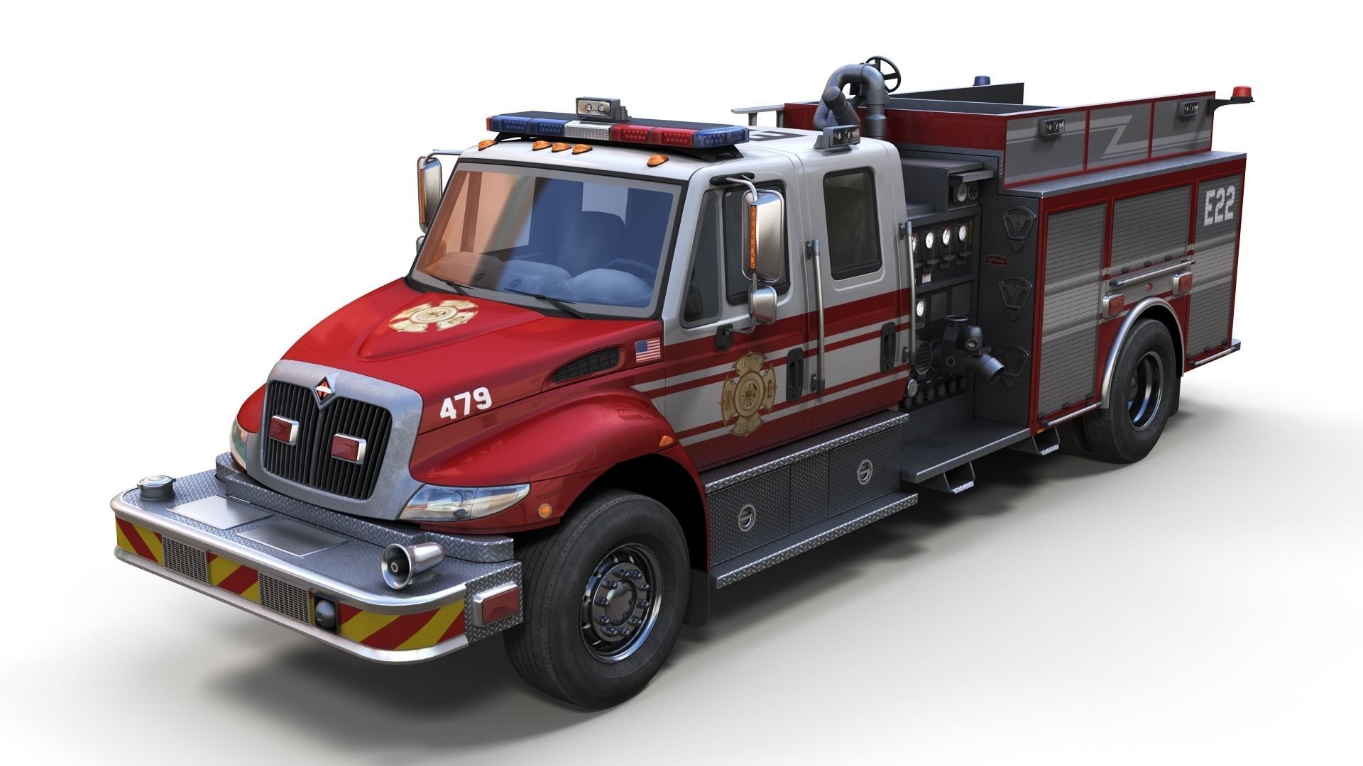 Durastar Crewcab Firetruck Low-poly 3D model_4