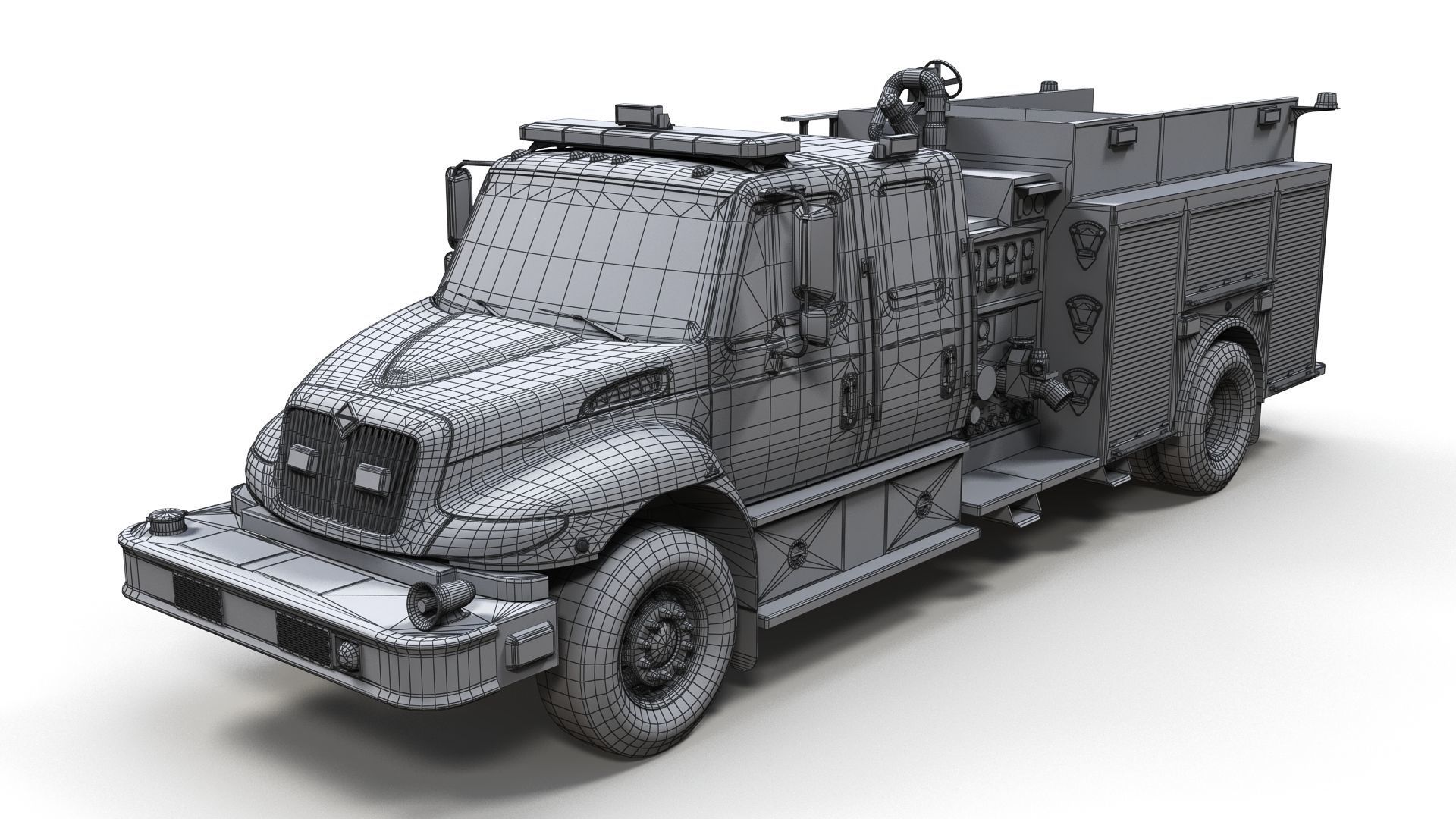 Durastar Crewcab Firetruck Low-poly 3D model_12