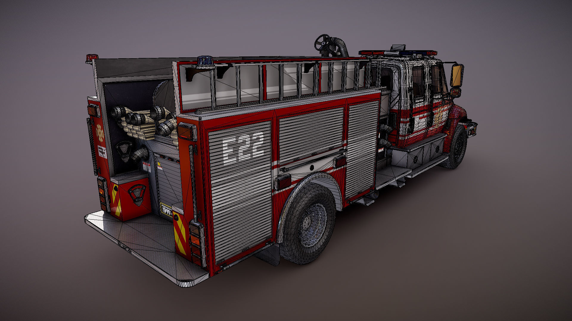 Durastar Crewcab Firetruck Low-poly 3D model_29