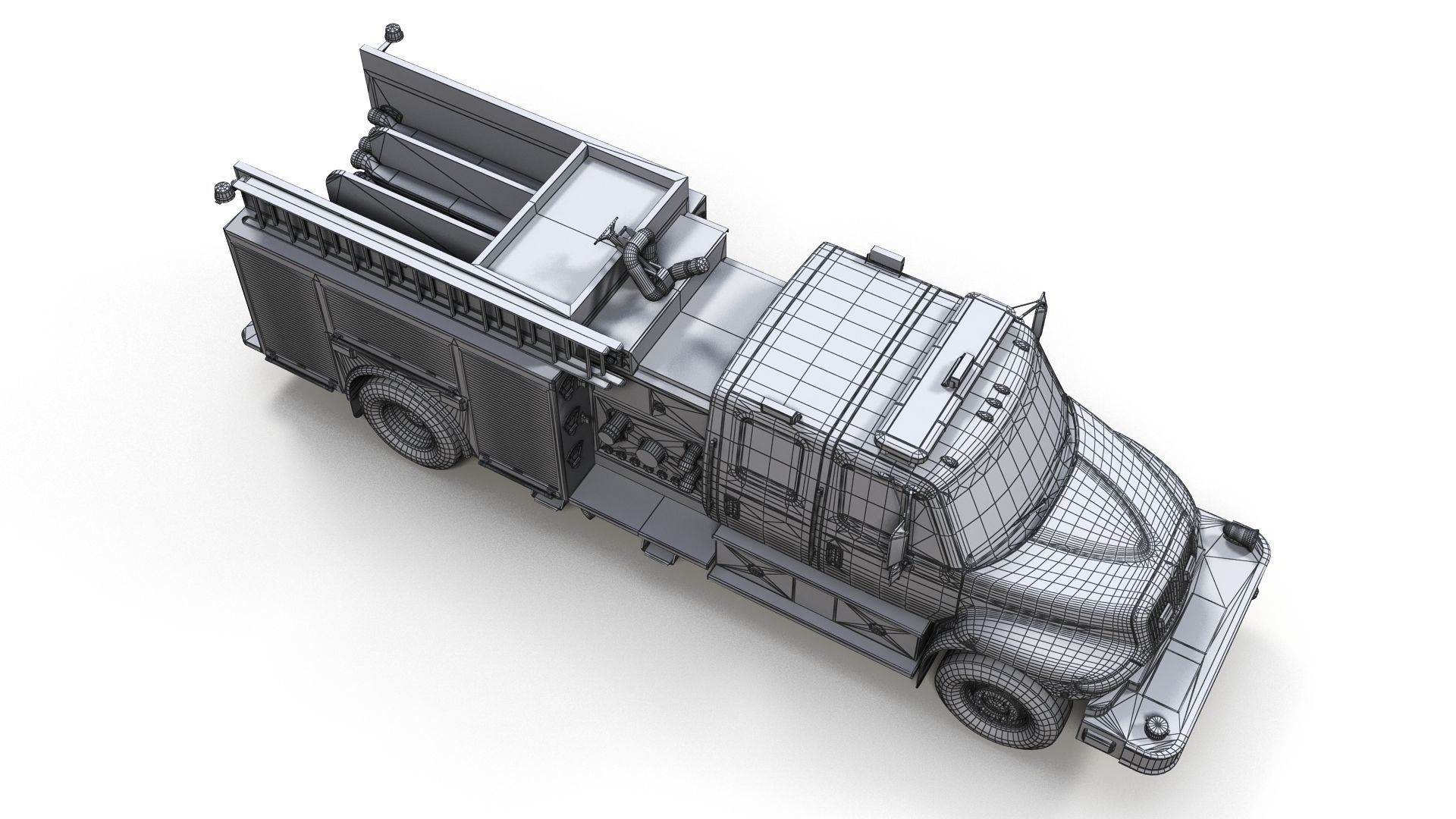 Durastar Crewcab Firetruck Low-poly 3D model_14