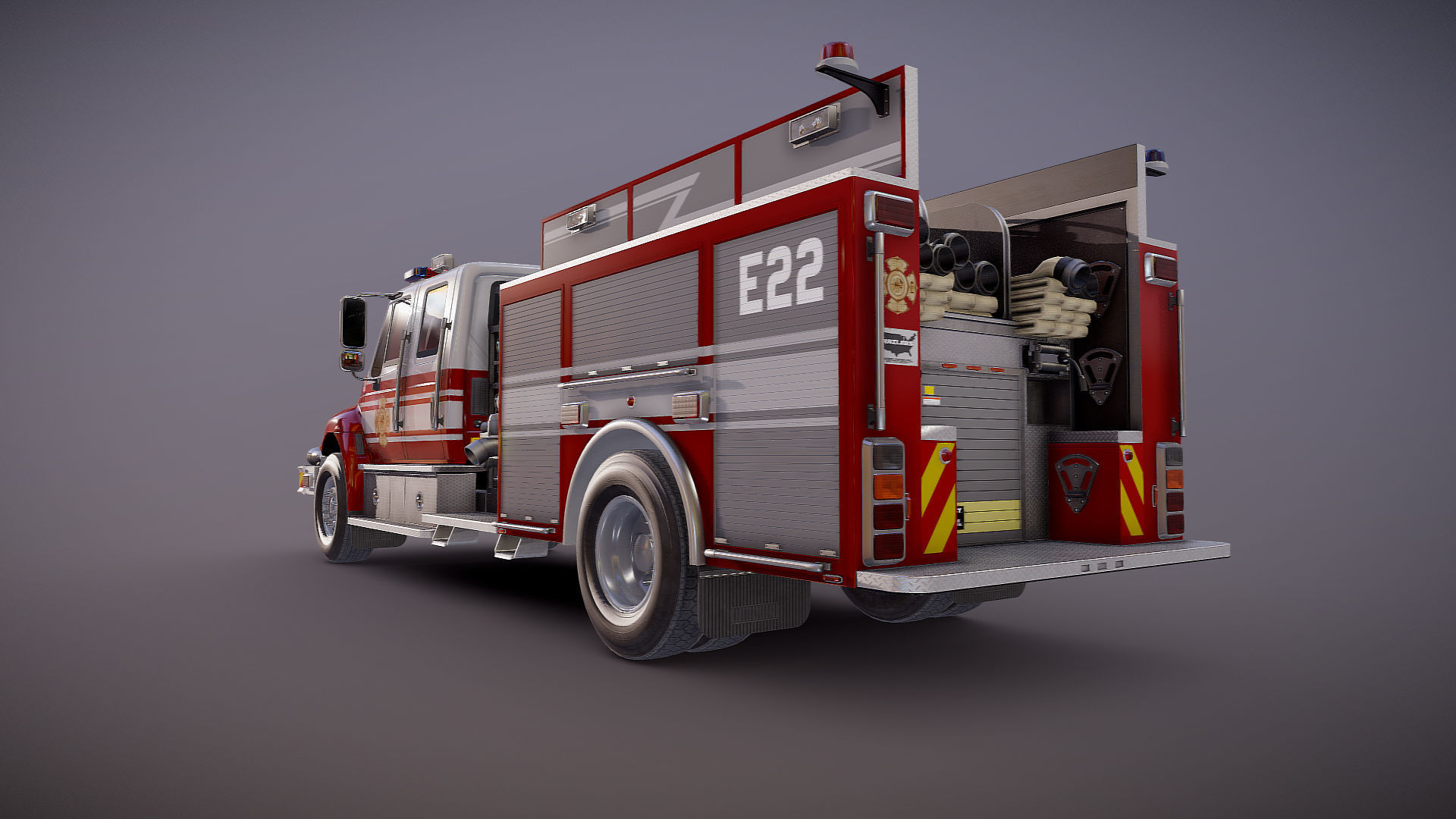 Durastar Crewcab Firetruck Low-poly 3D model_27