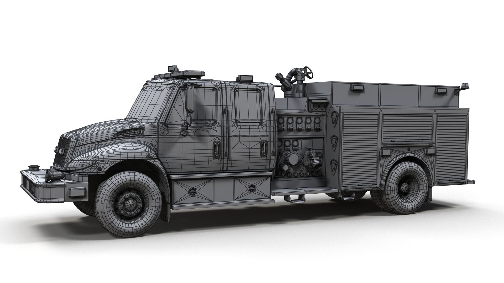 Durastar Crewcab Firetruck Low-poly 3D model_15