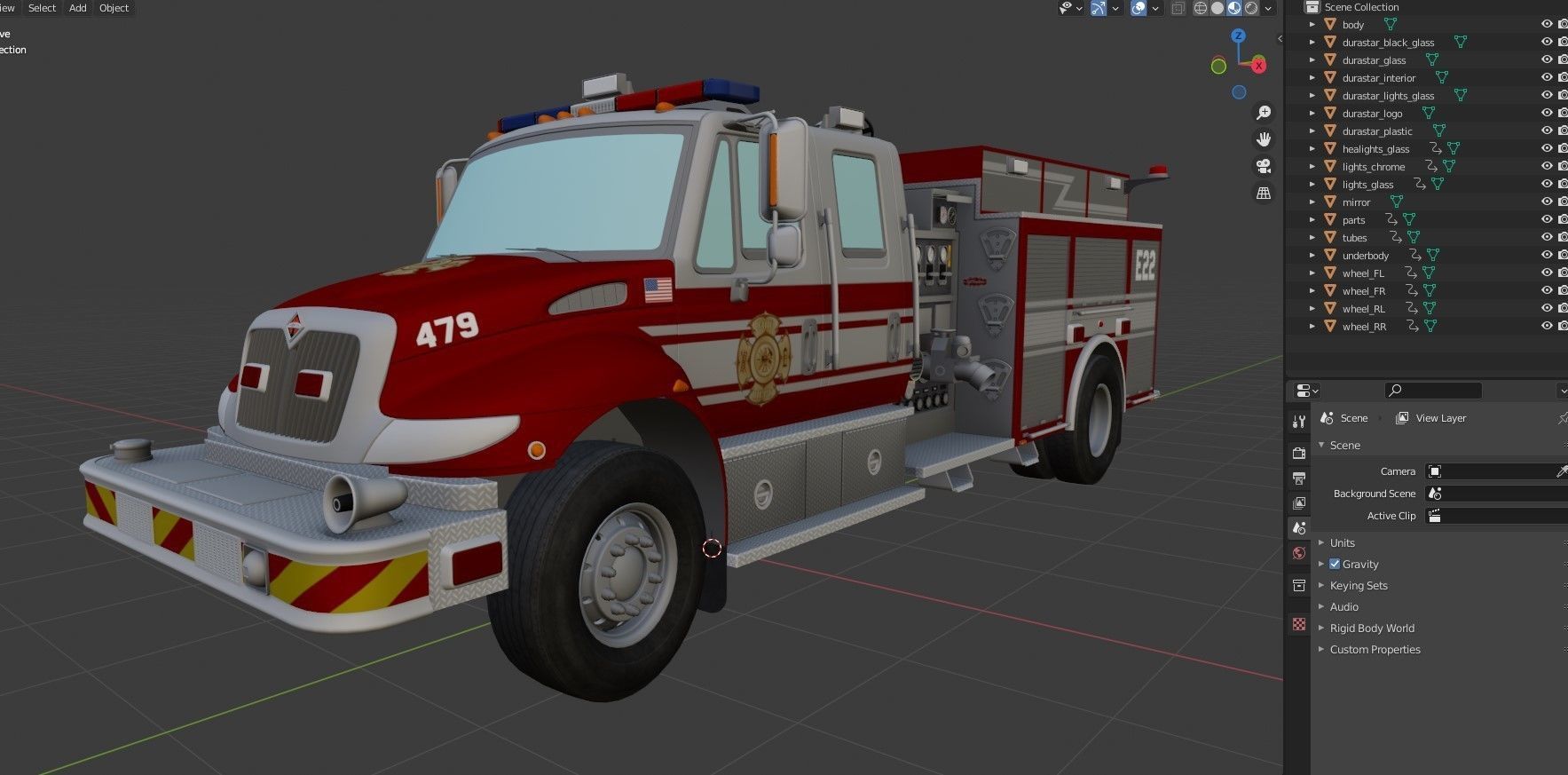 Durastar Crewcab Firetruck Low-poly 3D model_45