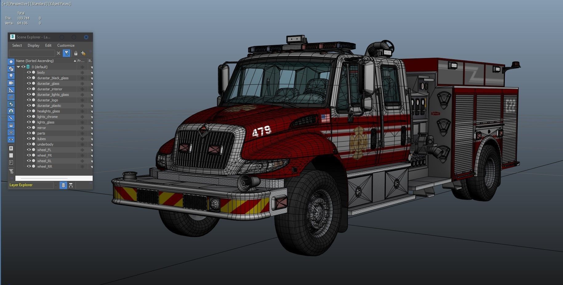 Durastar Crewcab Firetruck Low-poly 3D model_41