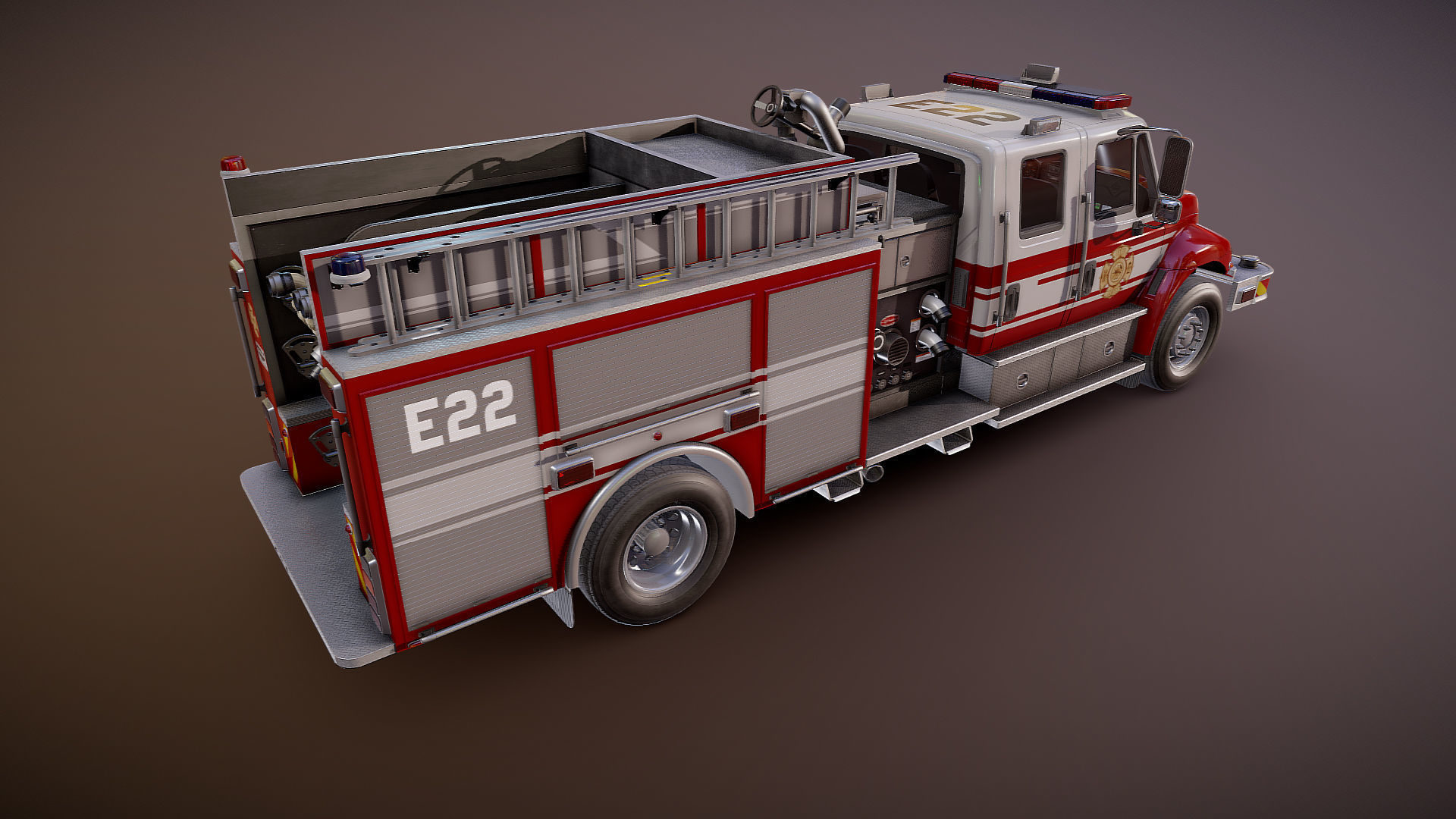 Durastar Crewcab Firetruck Low-poly 3D model_20