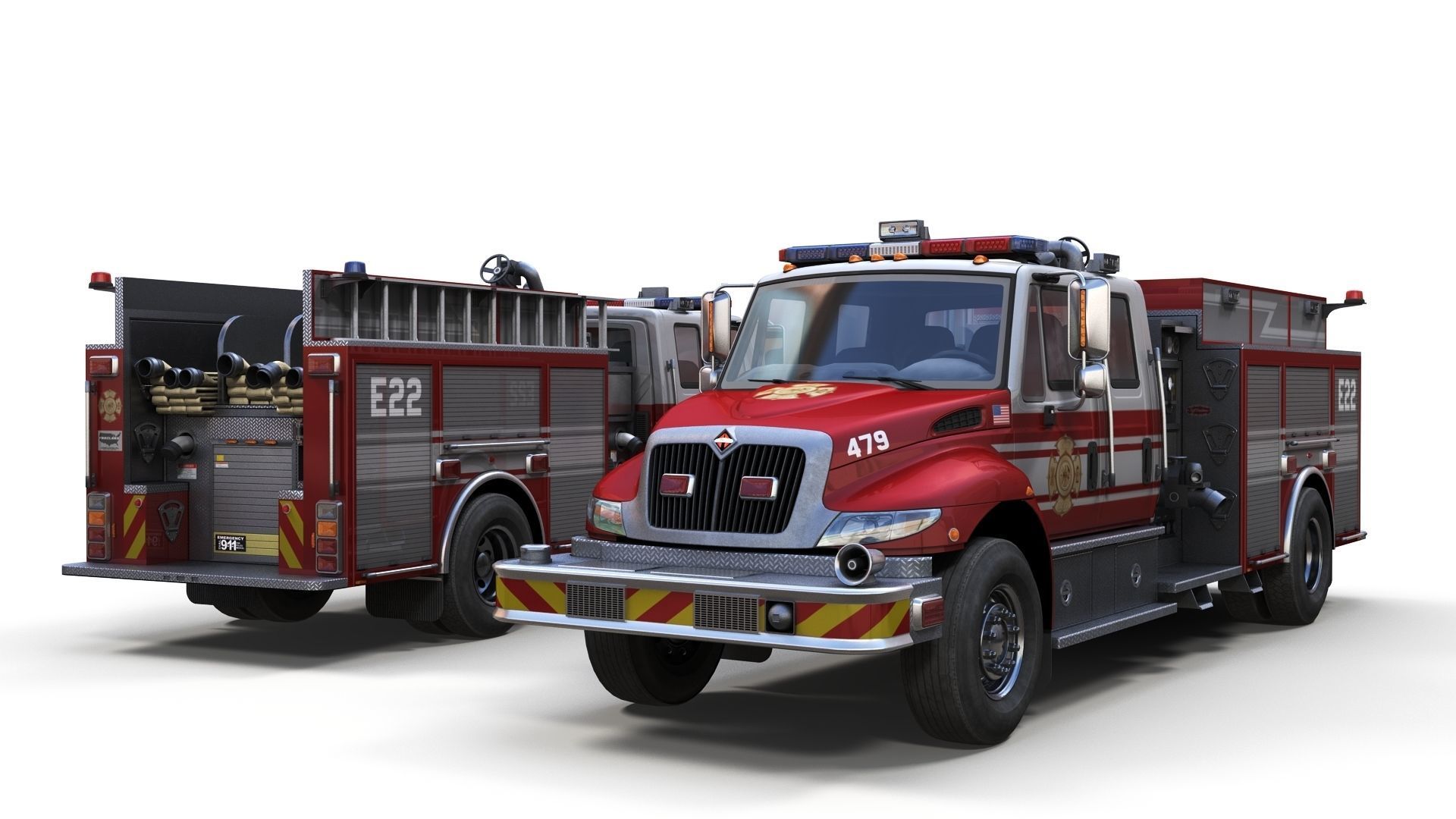 Durastar Crewcab Firetruck Low-poly 3D model_1