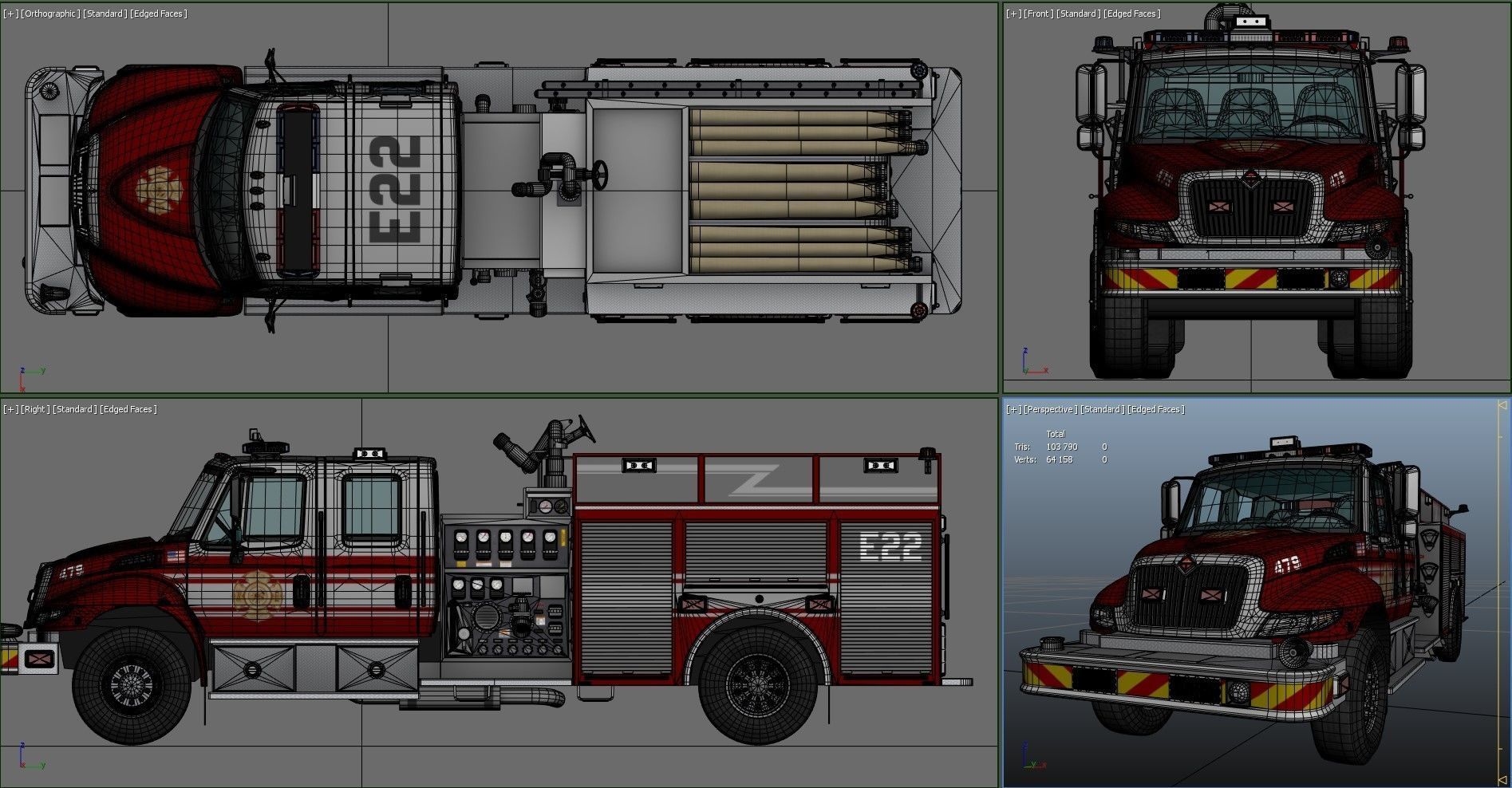 Durastar Crewcab Firetruck Low-poly 3D model_44