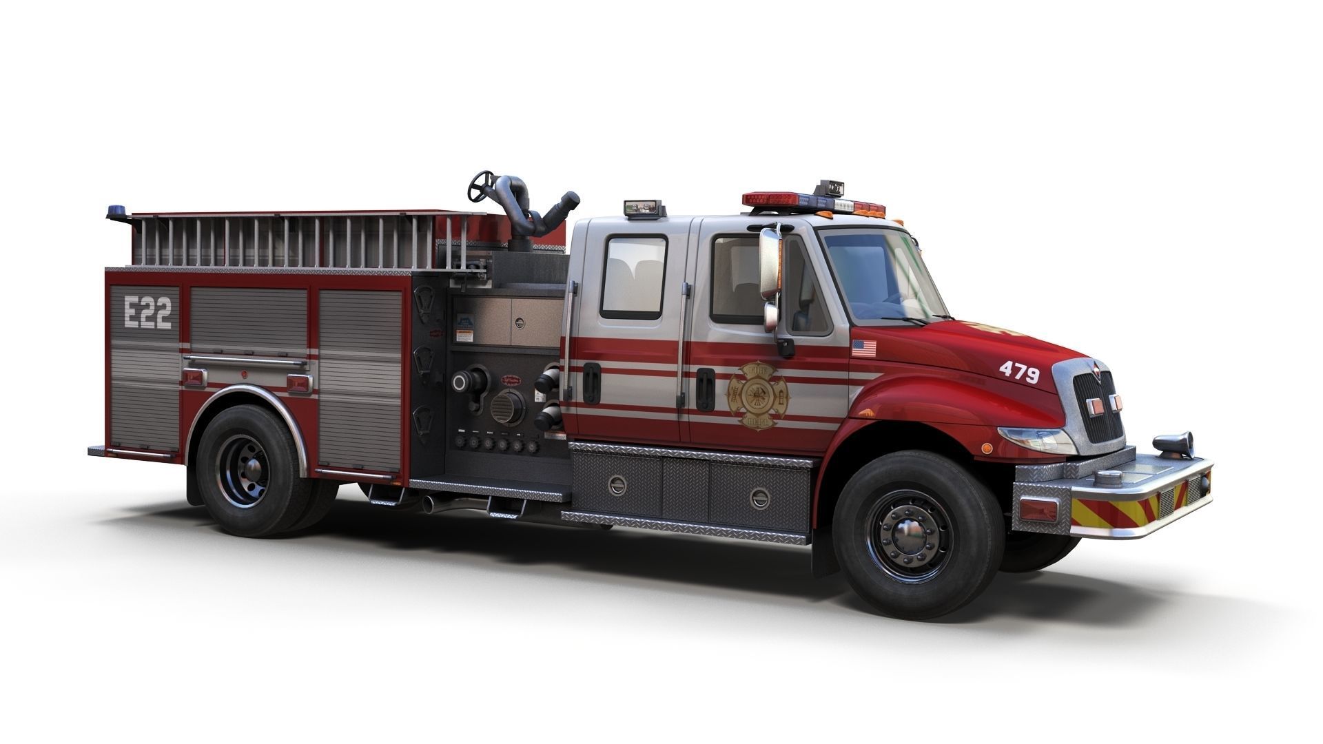 Durastar Crewcab Firetruck Low-poly 3D model_9