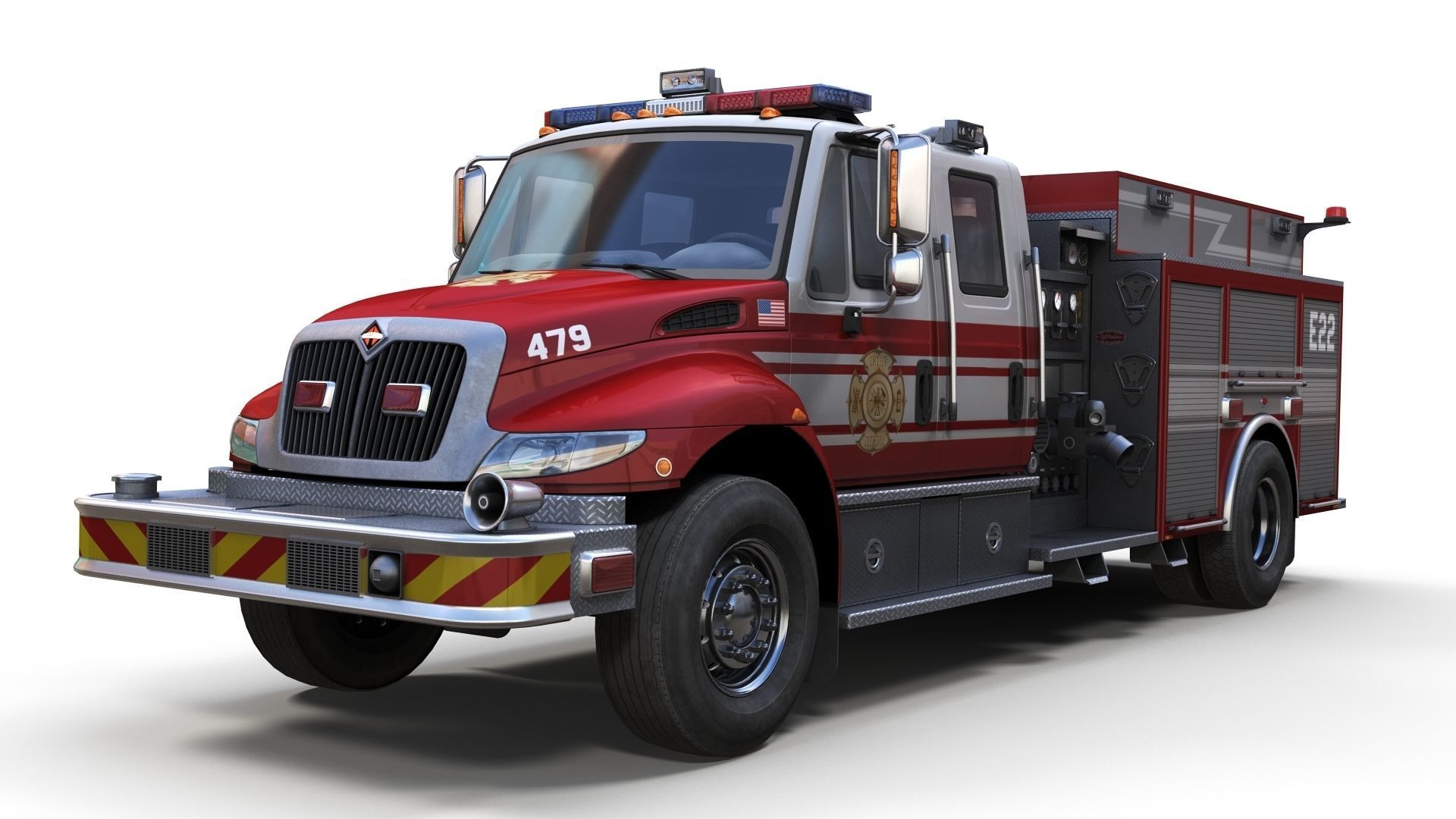 Durastar Crewcab Firetruck Low-poly 3D model_11