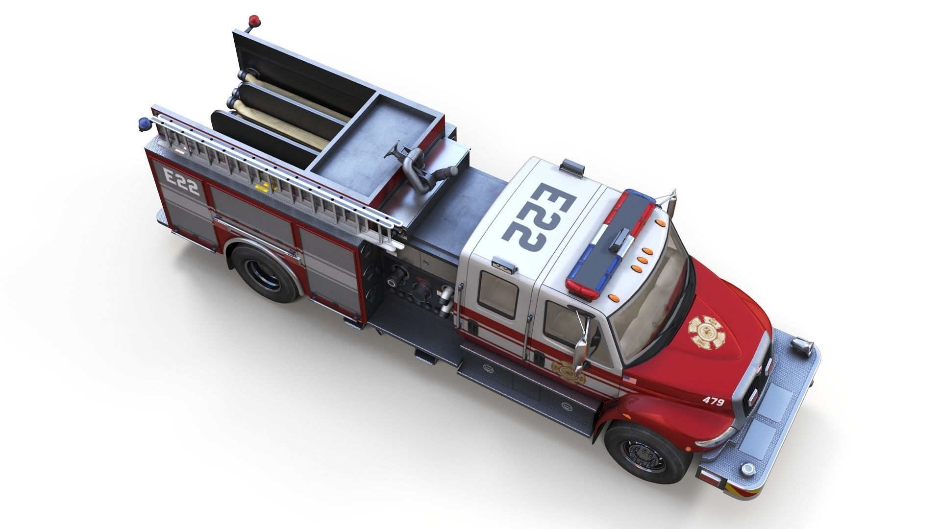 Durastar Crewcab Firetruck Low-poly 3D model_6