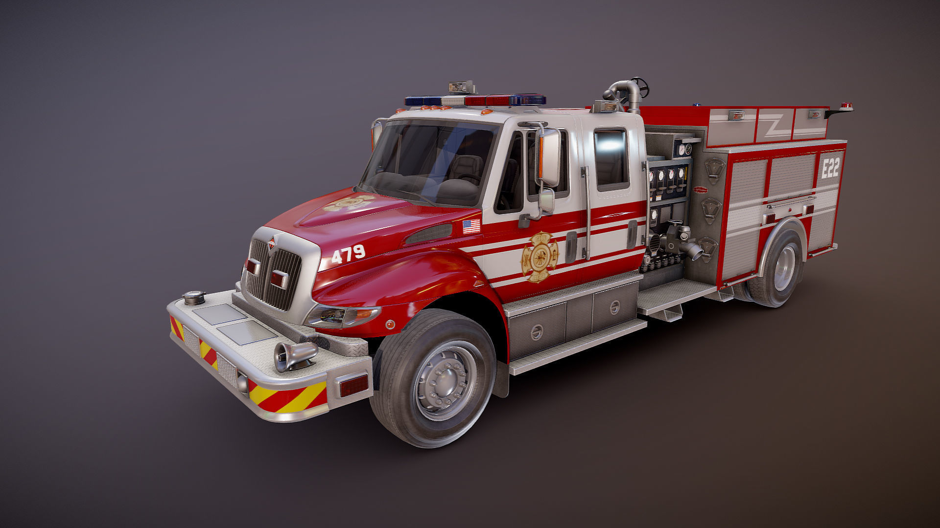 Durastar Crewcab Firetruck Low-poly 3D model_22
