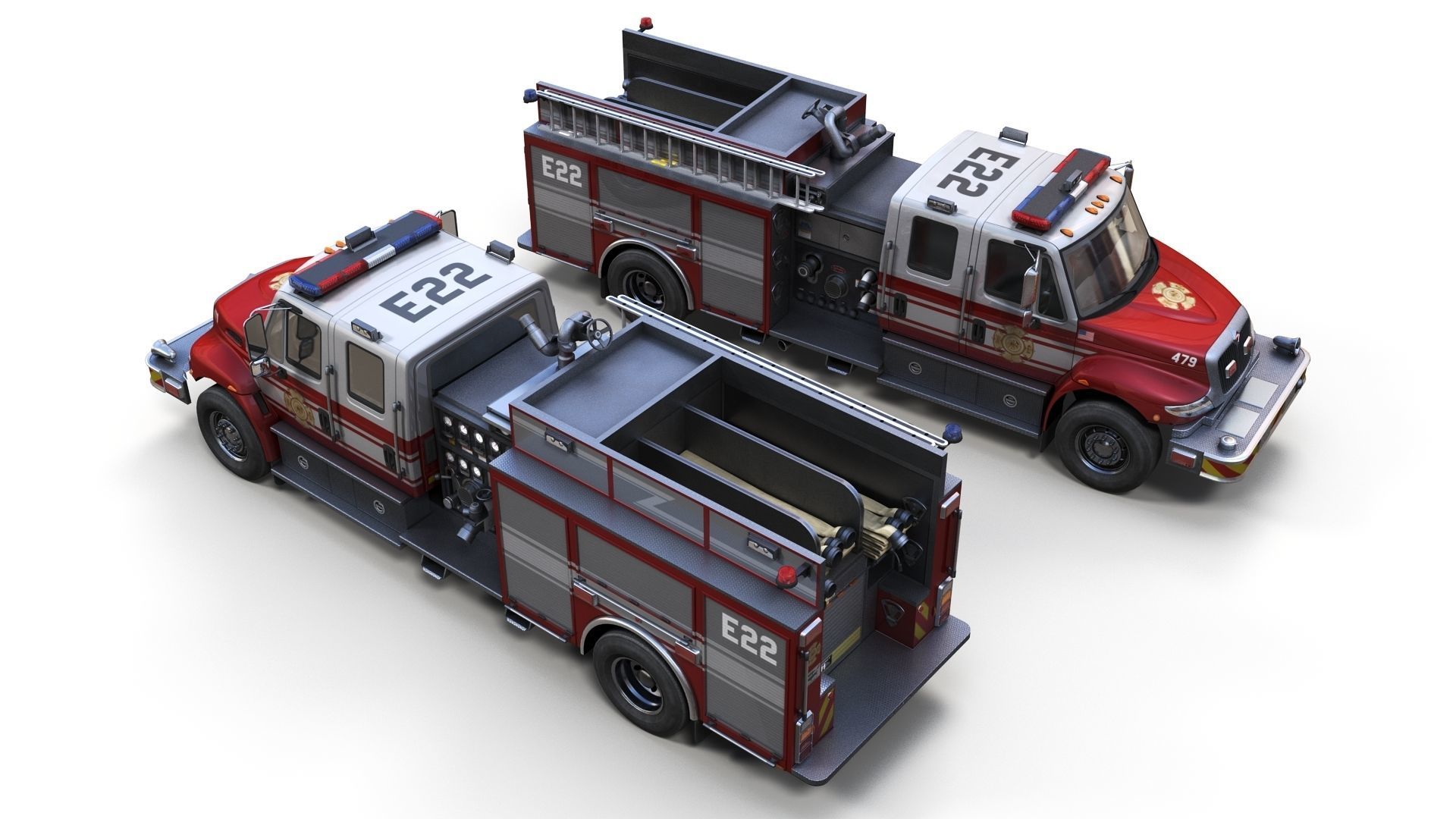 Durastar Crewcab Firetruck Low-poly 3D model_2