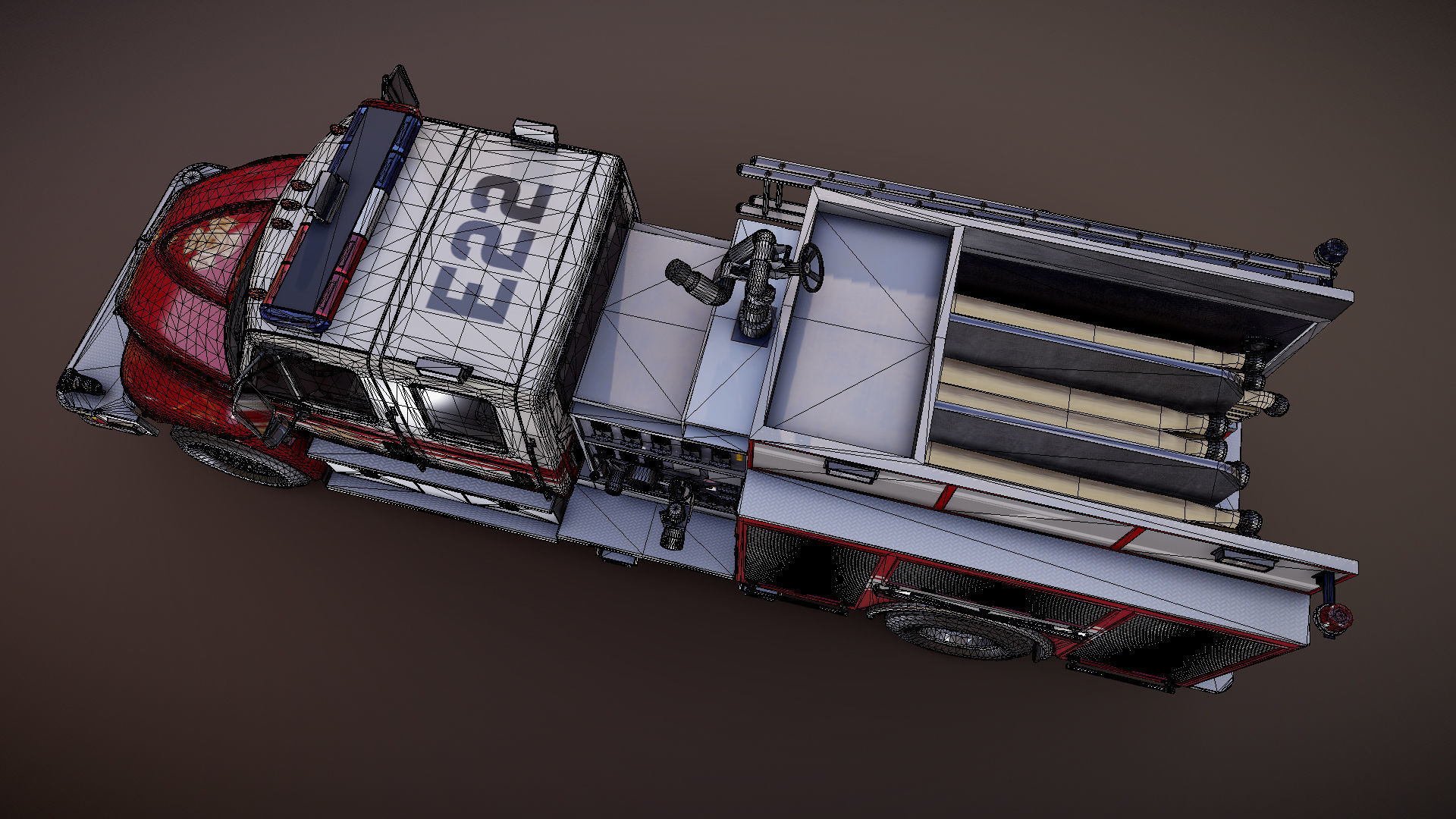 Durastar Crewcab Firetruck Low-poly 3D model_36