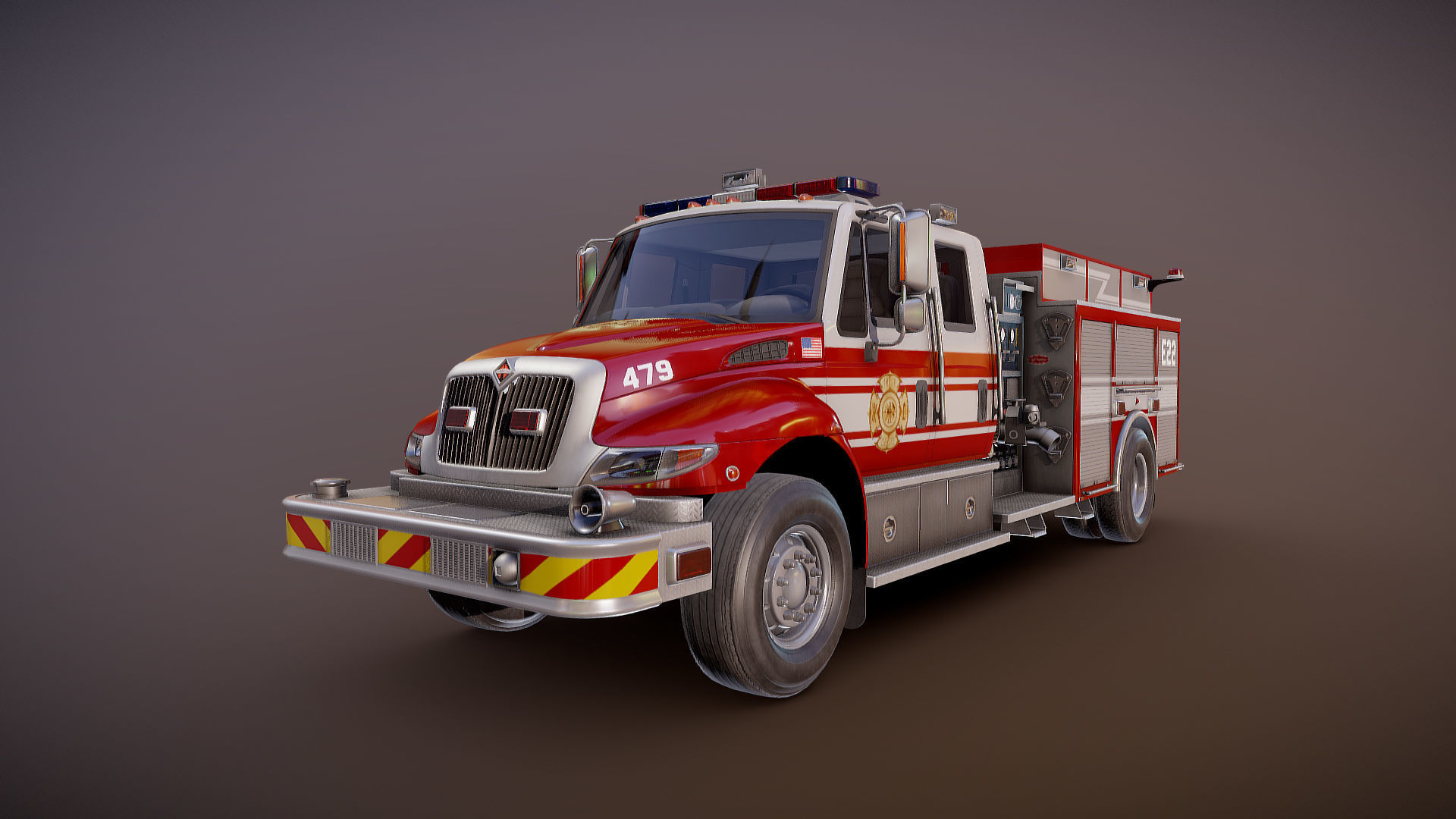 Durastar Crewcab Firetruck Low-poly 3D model_28