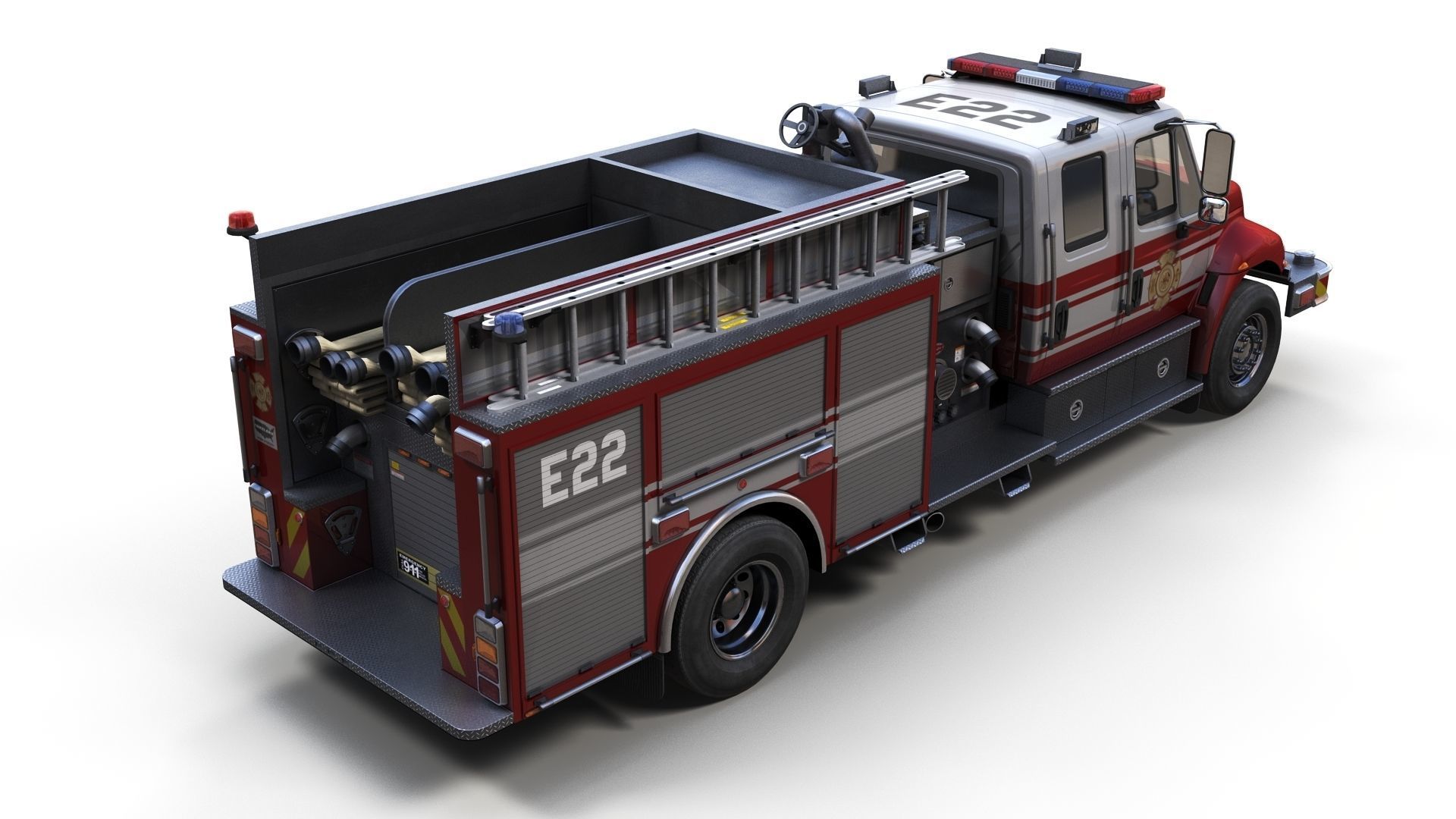 Durastar Crewcab Firetruck Low-poly 3D model_5