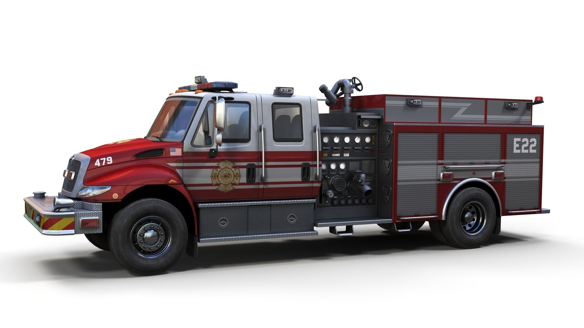 Durastar Crewcab Firetruck Low-poly 3D model_7