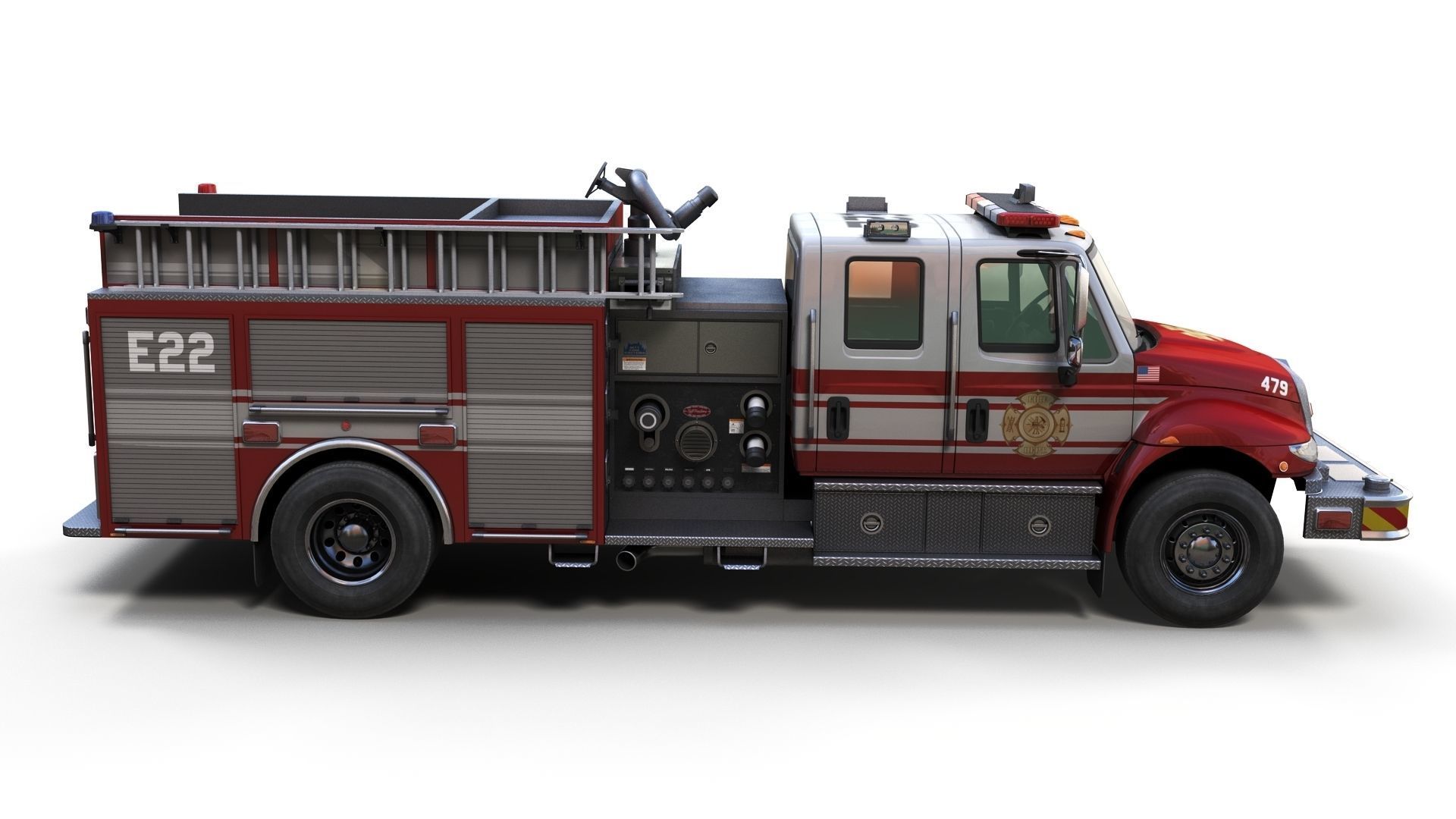 Durastar Crewcab Firetruck Low-poly 3D model_8