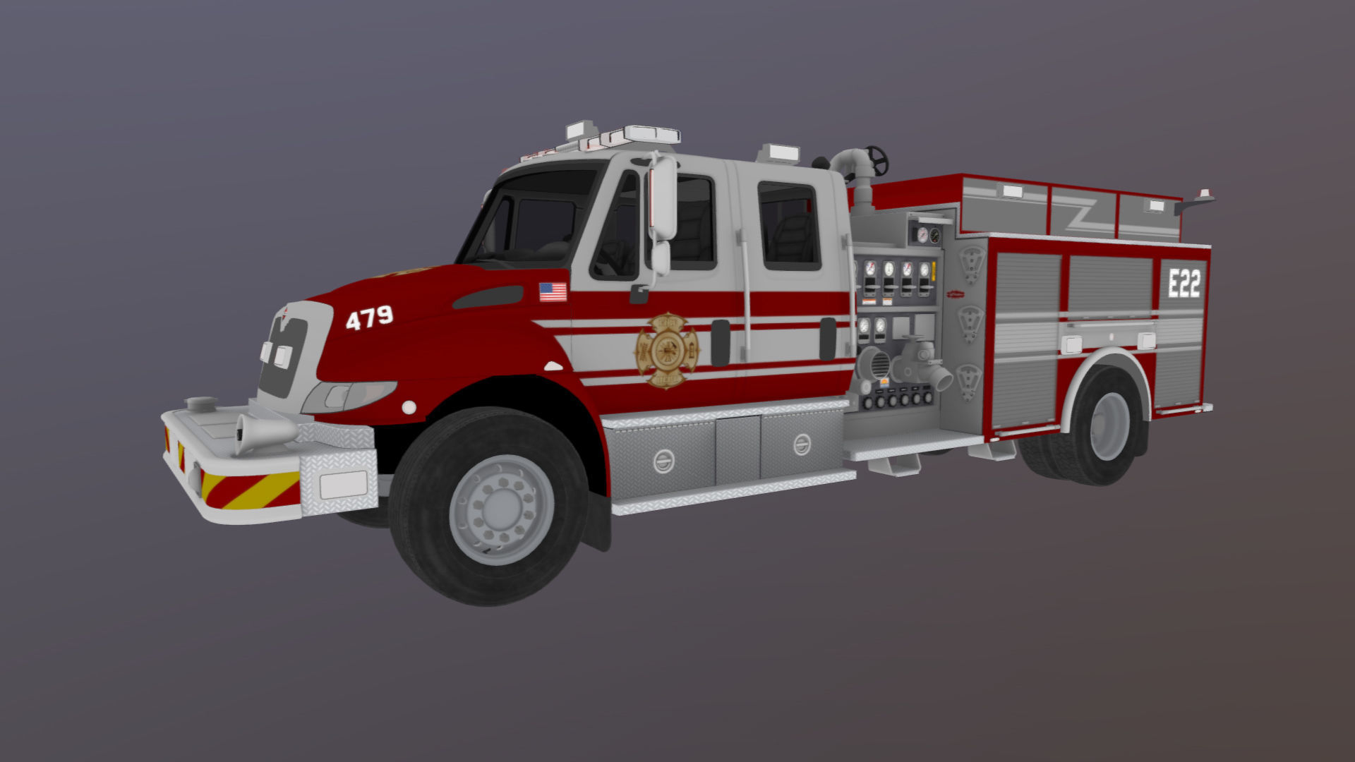 Durastar Crewcab Firetruck Low-poly 3D model_35