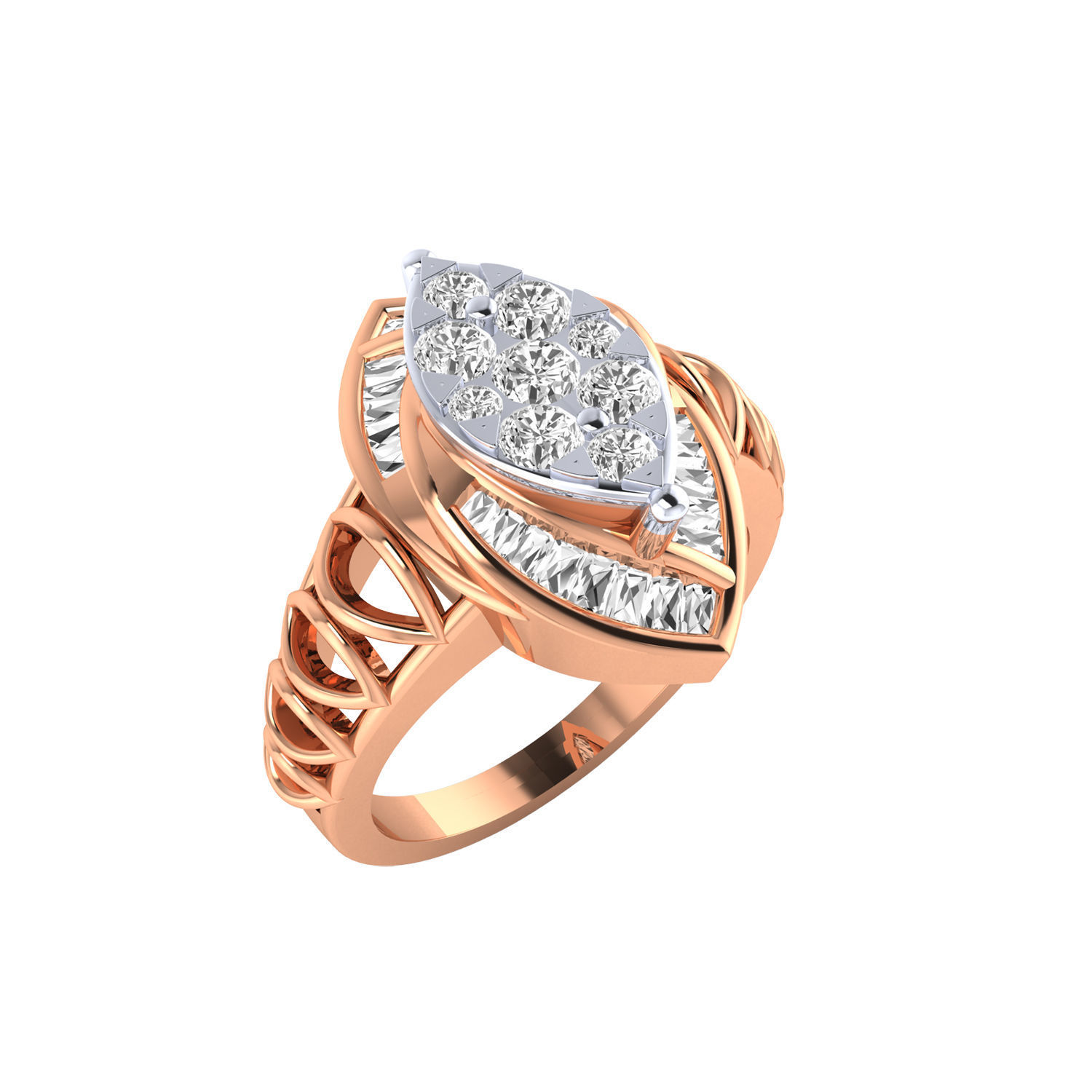 Women Wedding Engagement Ring STL OBJ FBX Renders Details 3D print model_1