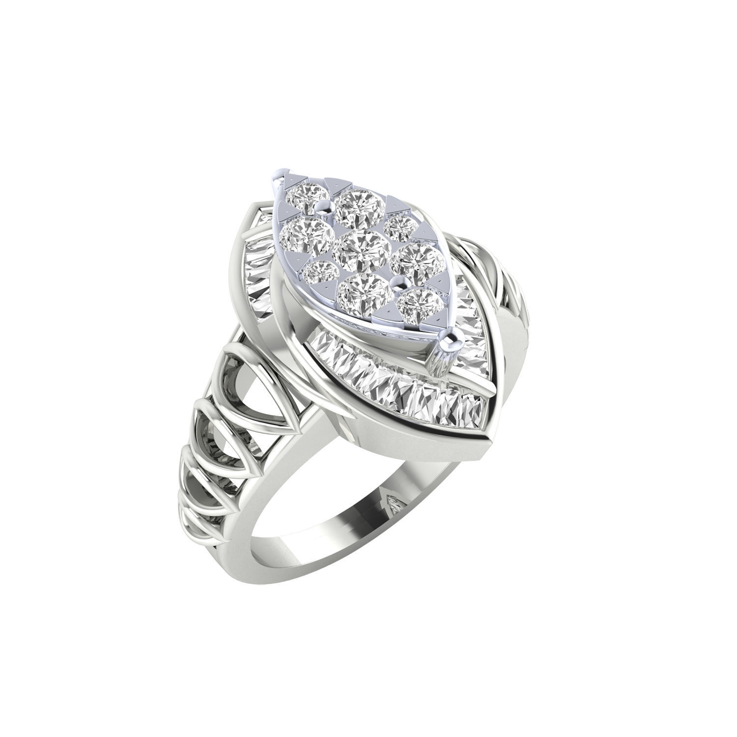 Women Wedding Engagement Ring STL OBJ FBX Renders Details 3D print model_8