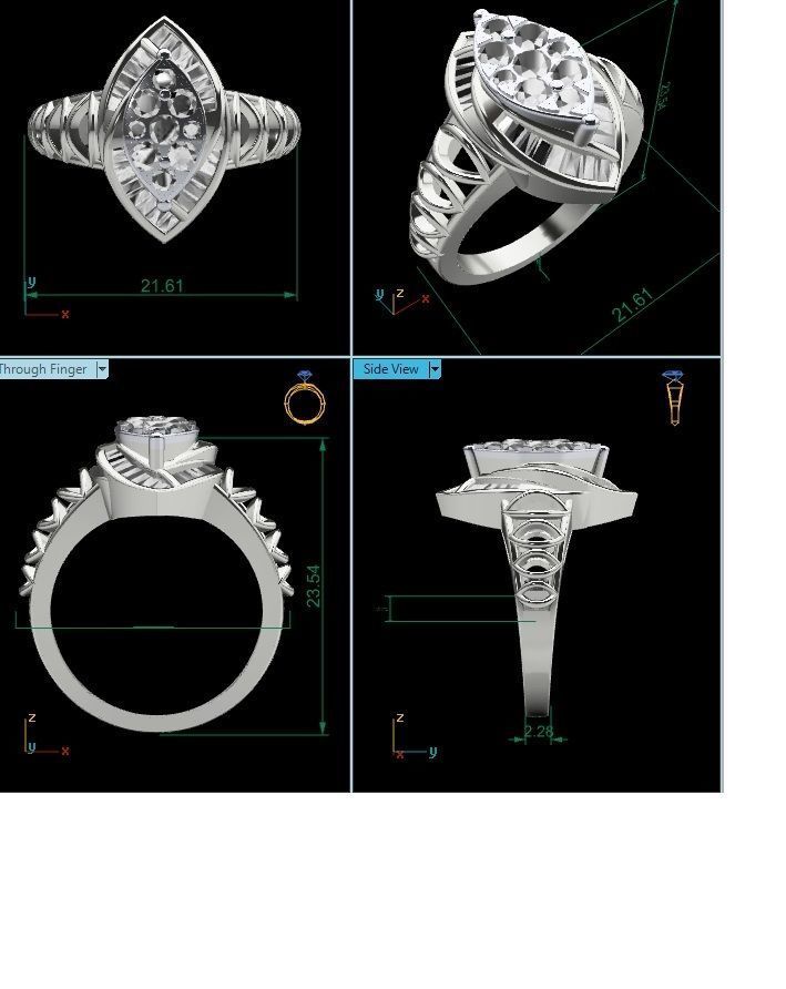 Women Wedding Engagement Ring STL OBJ FBX Renders Details 3D print model_25