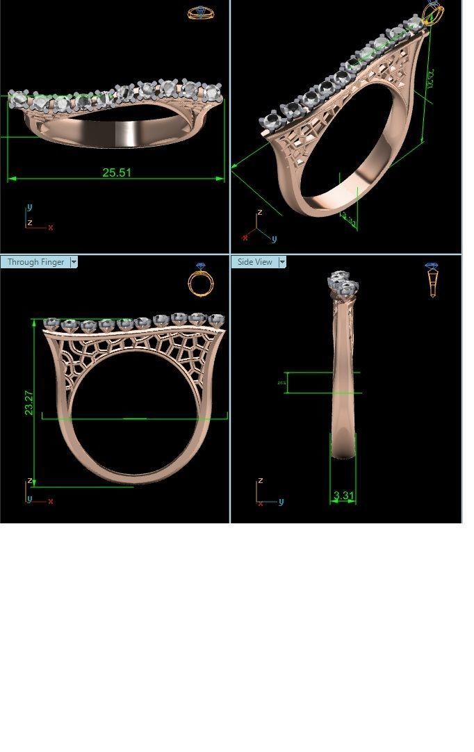 Women Wedding Engagement Ring STL OBJ FBX Renders Details 3D print model_24