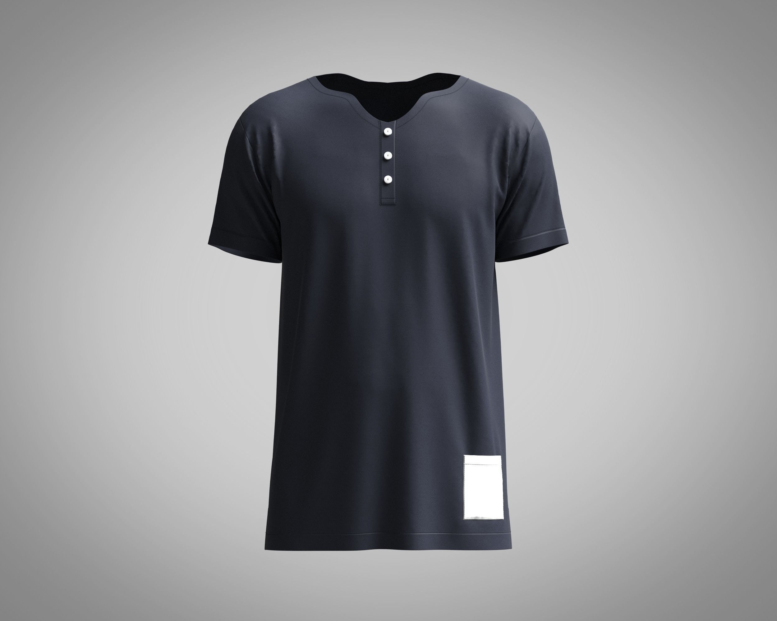 T-Shirt with Button 3D model_4